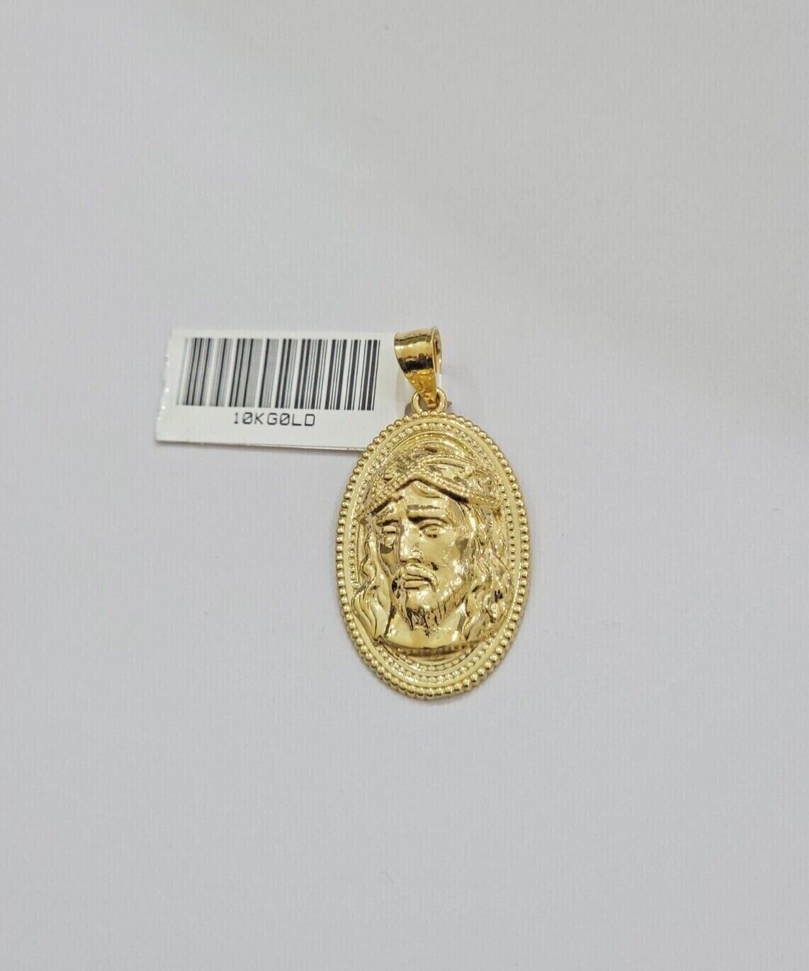 10k Gold Rope Chain Jesus Head Charm Pendant Set 22" Inch 3mm Necklace REAL SALE - GoldenlinQ
