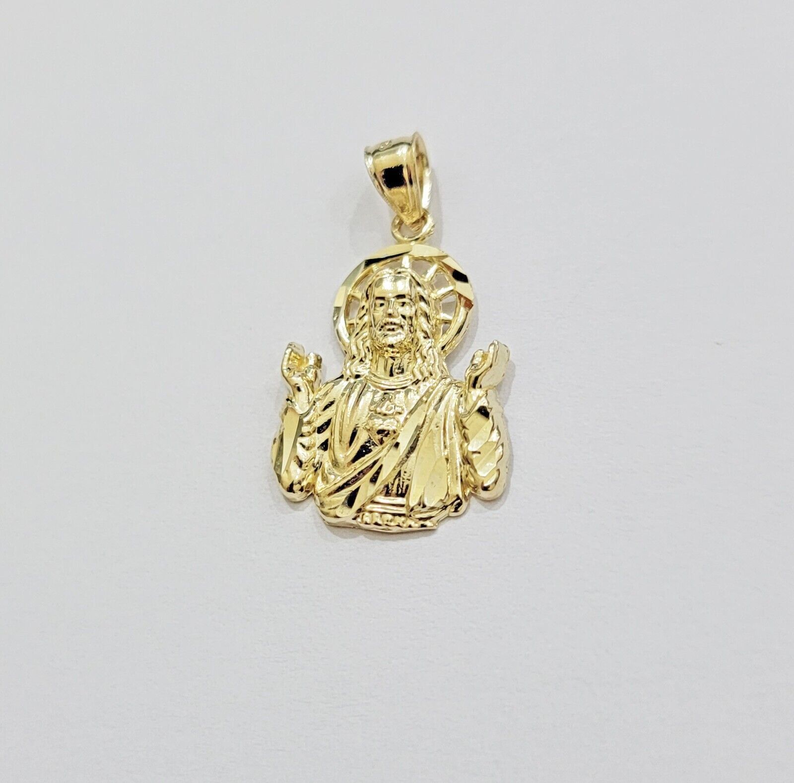 10k Gold Rope Chain Jesus Head pendant Set 3mm 24 Inch Necklace & Charm REAL 10k - GoldenlinQ