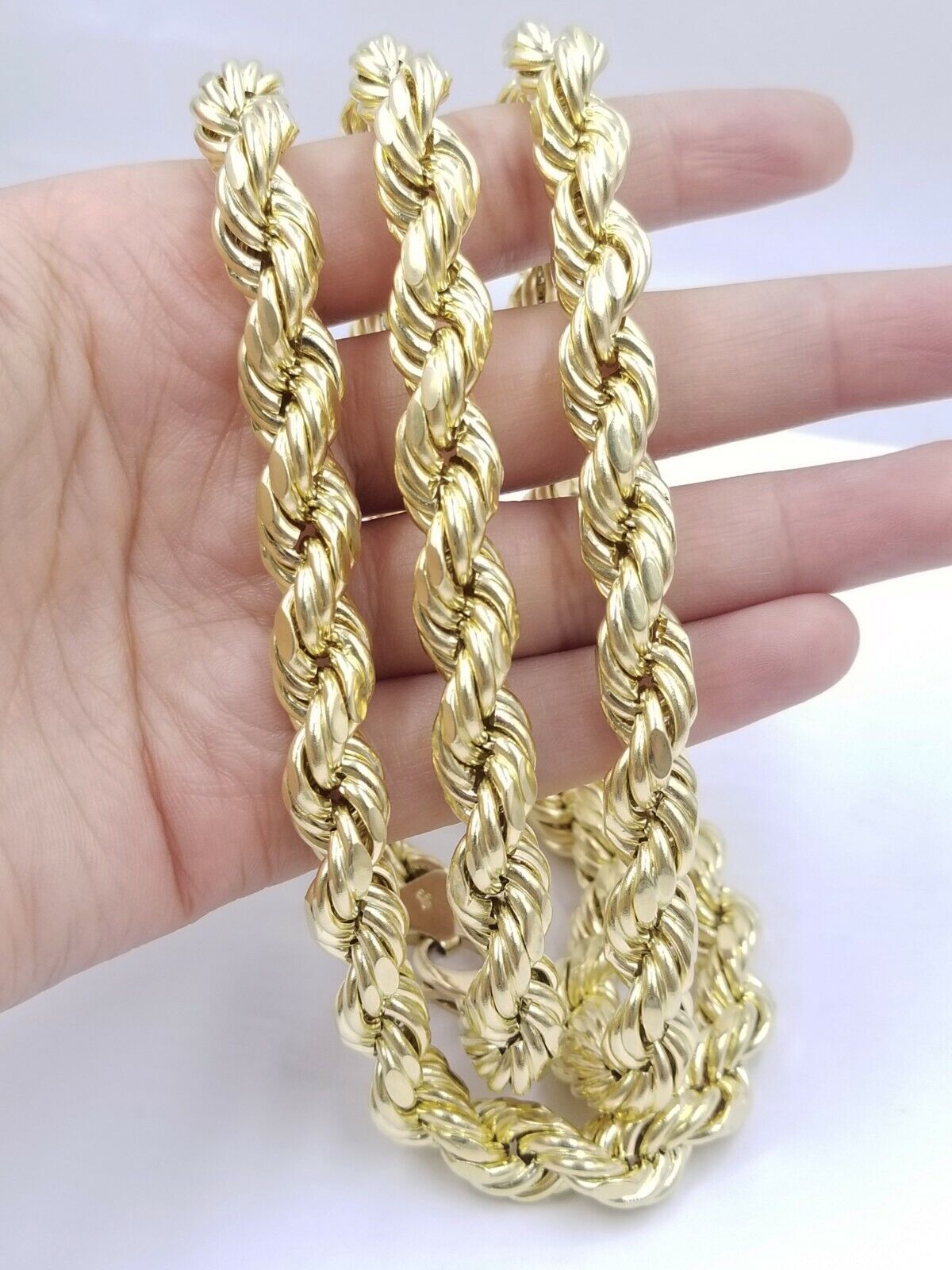 10k Gold Rope Chain Mens 22 Inch Necklace 12mm REAL 10kt Yellow Gold , Thick - GoldenlinQ