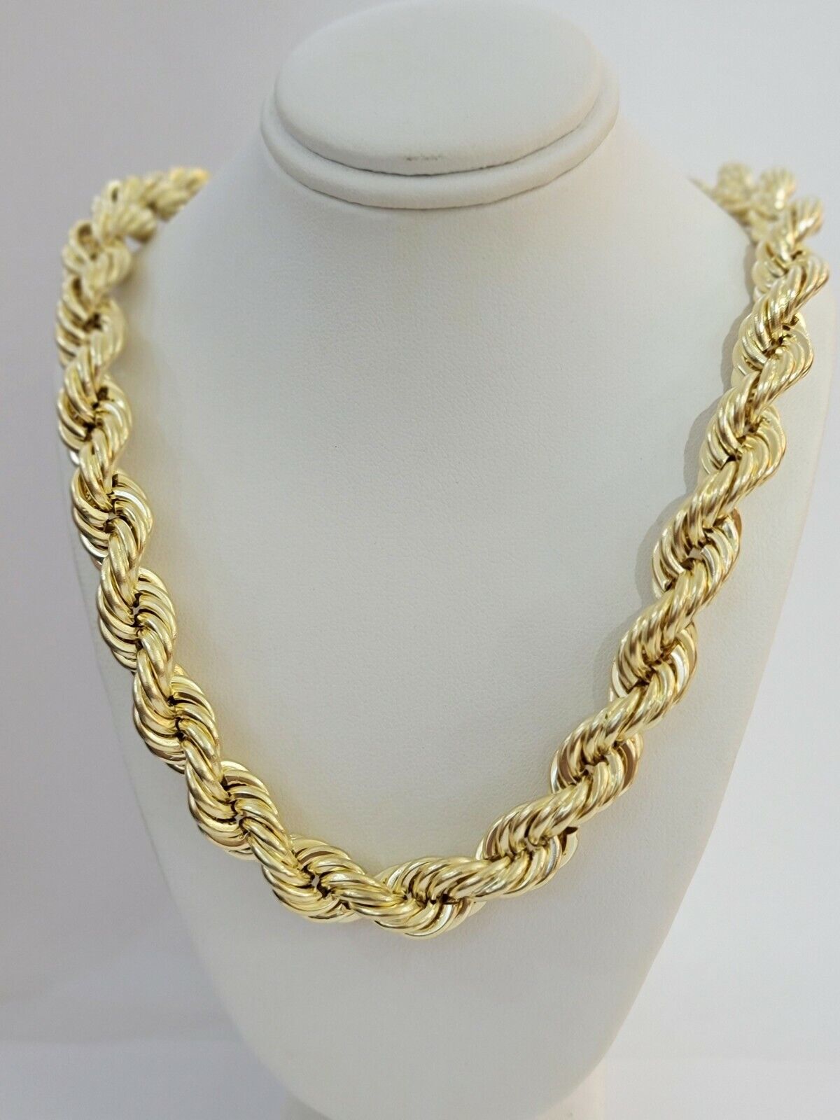 10k Gold Rope Chain Mens 22 Inch Necklace 12mm REAL 10kt Yellow Gold , Thick - GoldenlinQ