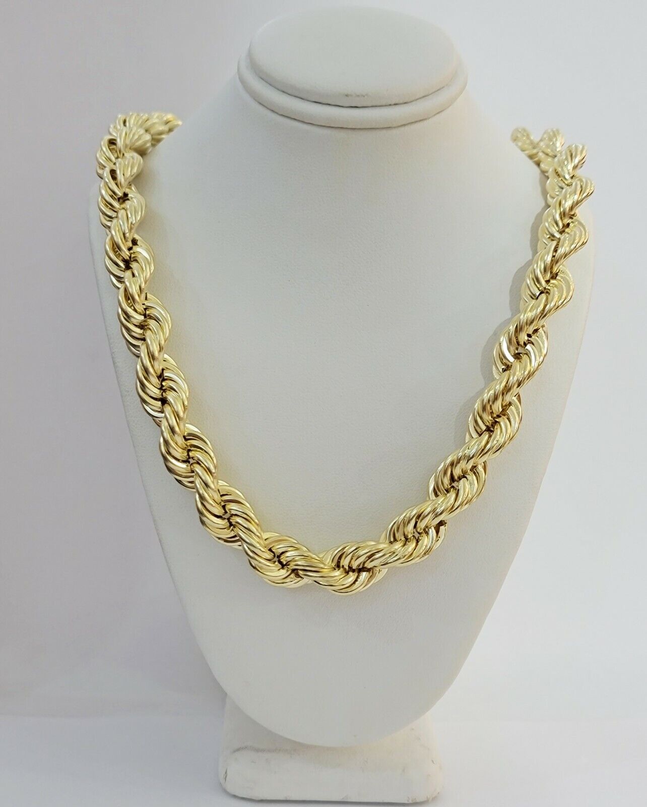 10k Gold Rope Chain Mens 22 Inch Necklace 12mm REAL 10kt Yellow Gold , Thick - GoldenlinQ