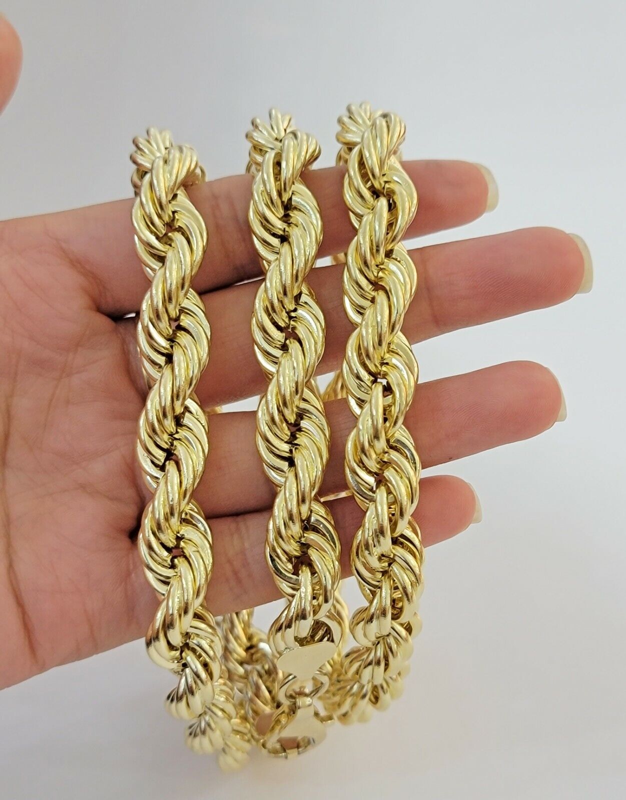 10k Gold Rope Chain Mens 22 Inch Necklace 12mm REAL 10kt Yellow Gold , Thick - GoldenlinQ