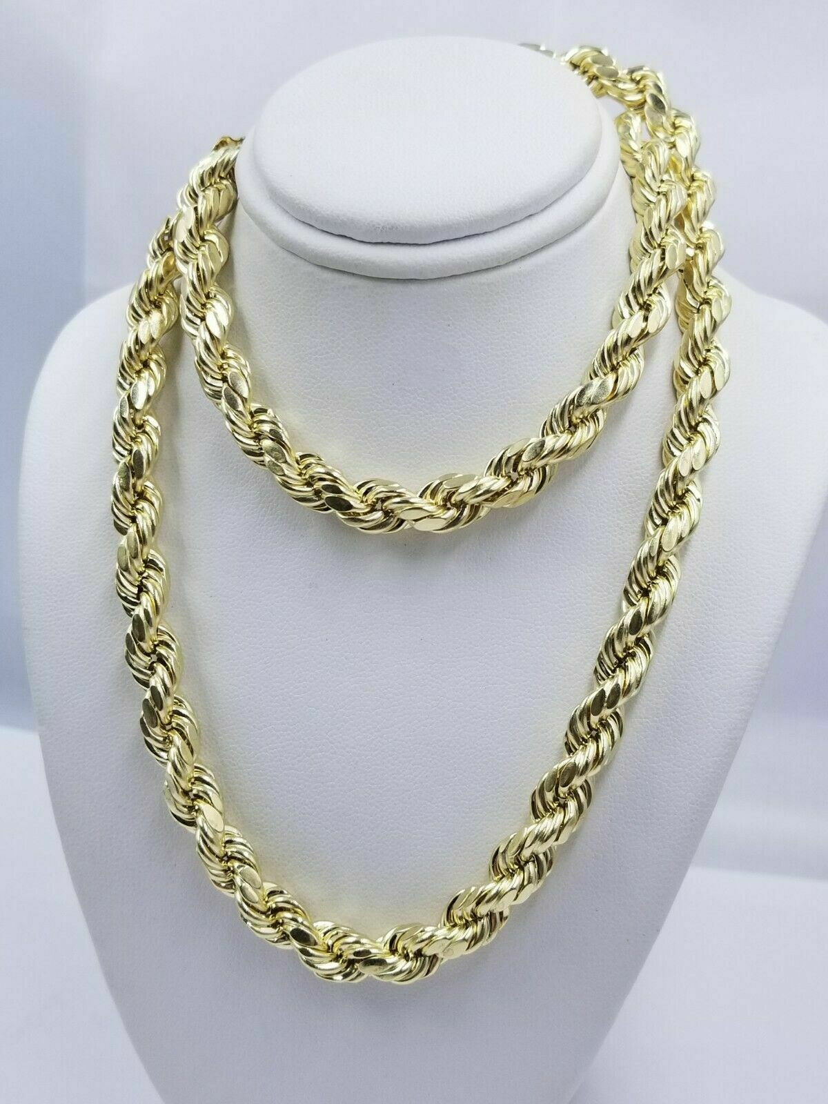 10K Gold Rope Chain Necklace 20 Inch 8mm Yellow Gold Lobster Lock , REAL GOLD - GoldenlinQ
