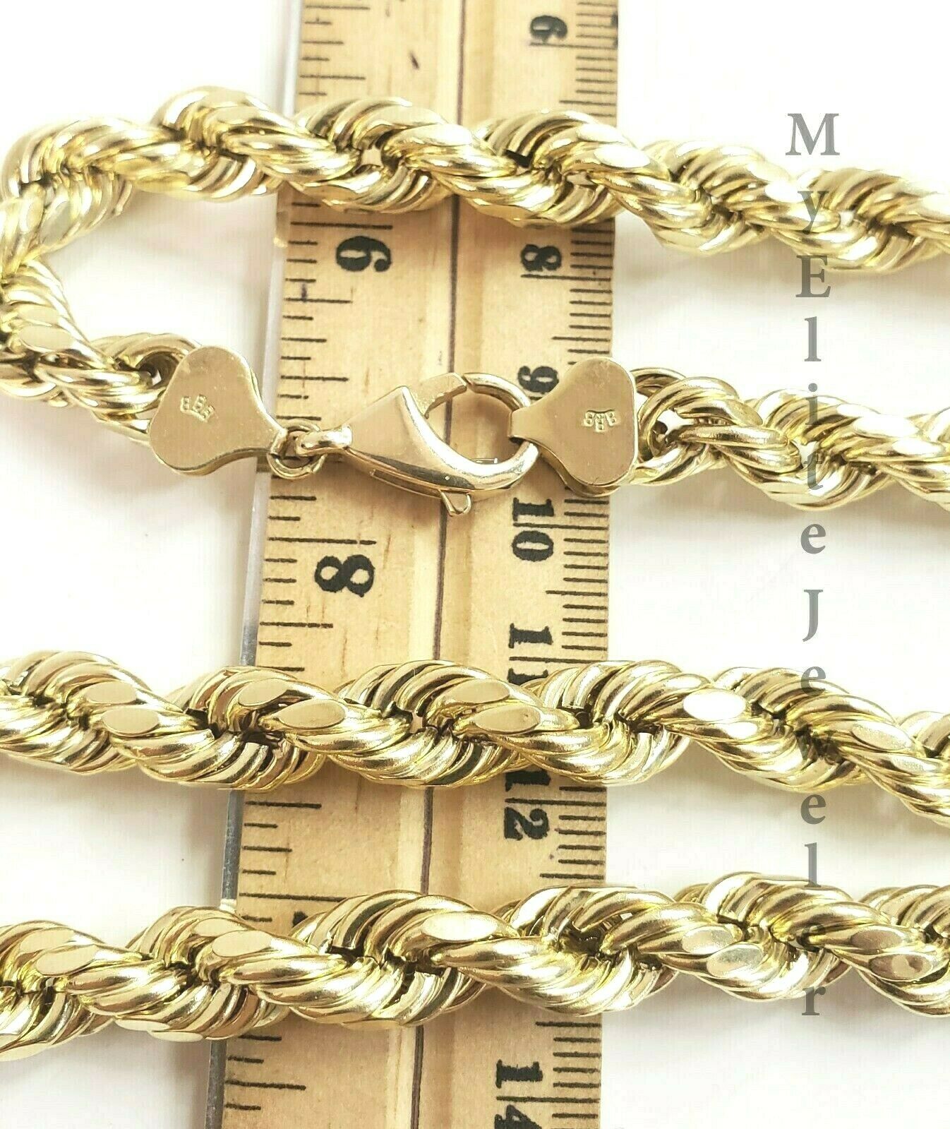 10K Gold Rope Chain Necklace 20 Inch 8mm Yellow Gold Lobster Lock , REAL GOLD - GoldenlinQ