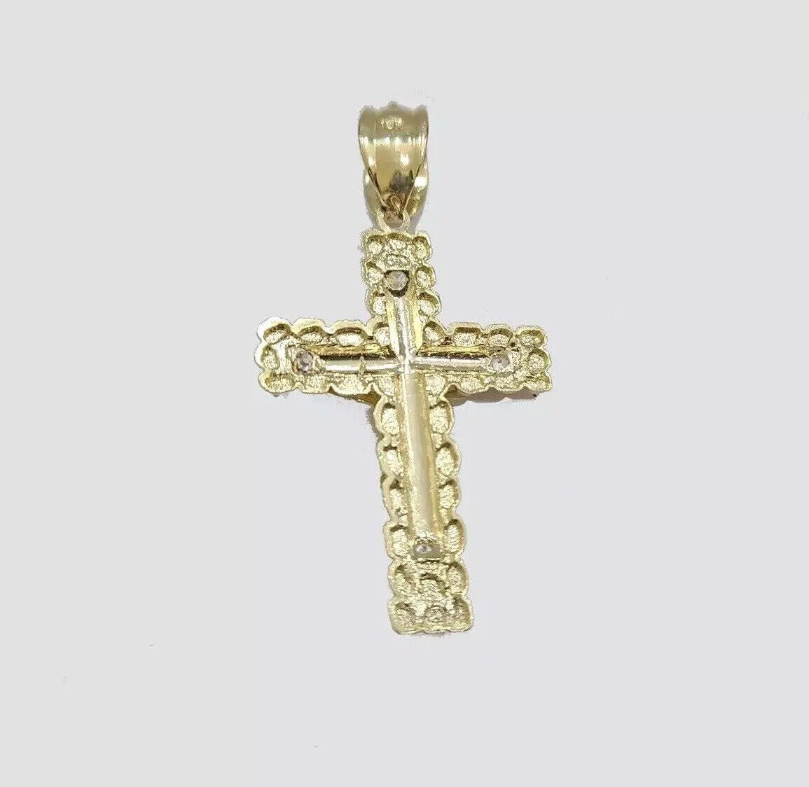 10k Gold Rope Necklace Jesus Cross Charm pendant SET 4mm chain 18" - 28" REAL 10KT - GoldenlinQ