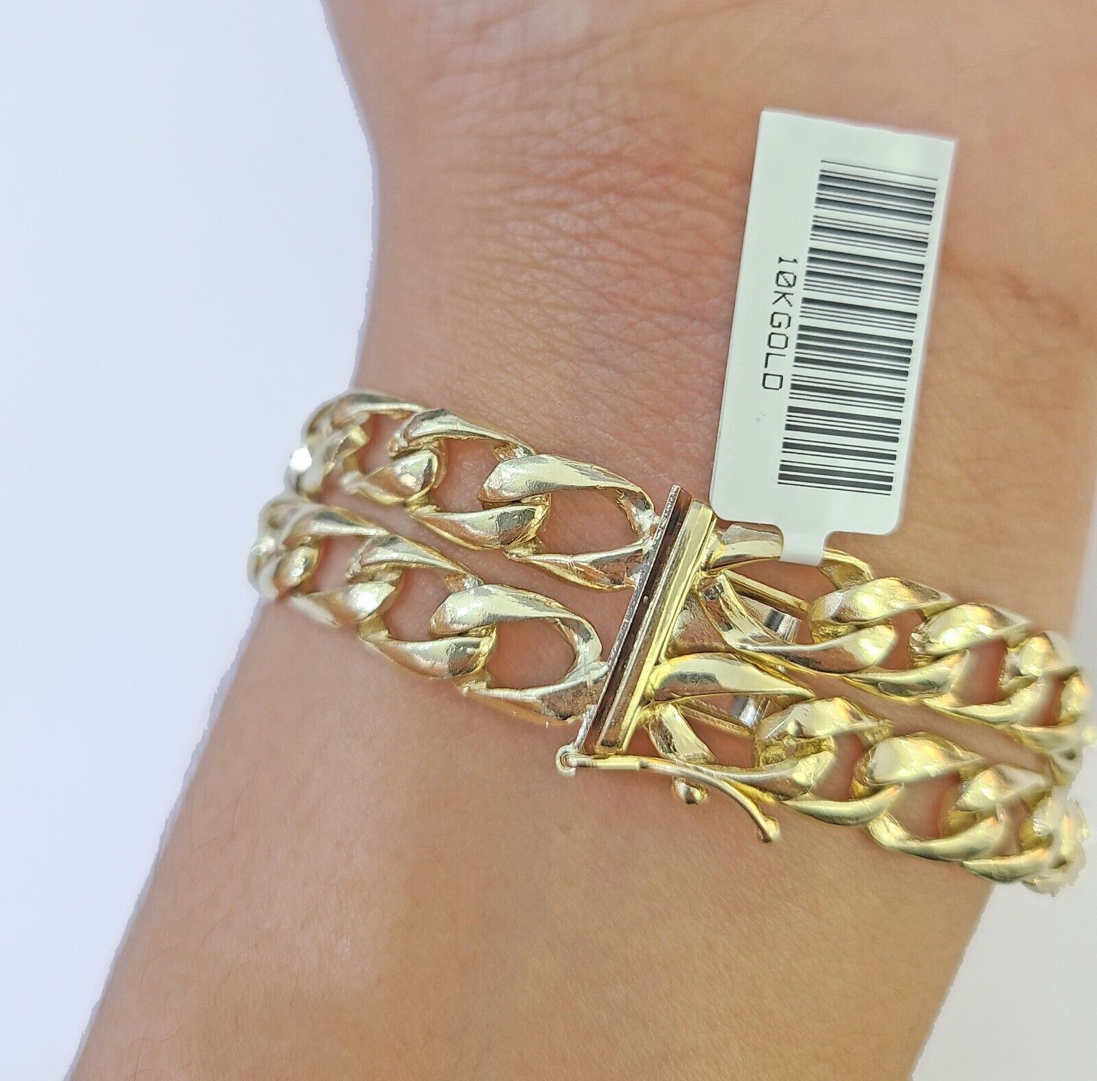 10k Gold Saint Barbara Miami Cuban Bracelet Size 8" 15mm - GoldenlinQ