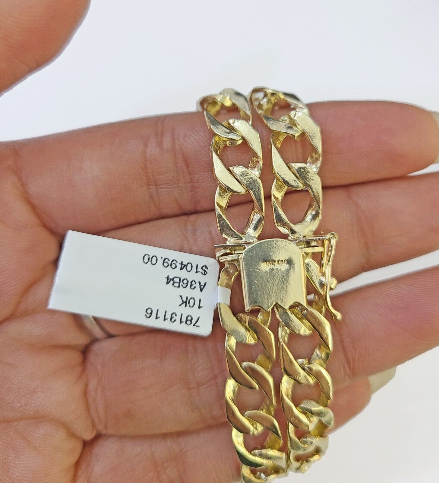10k Gold Saint Barbara Miami Cuban Bracelet Size 8.25" Inches 15mm 10kt Mens - GoldenlinQ