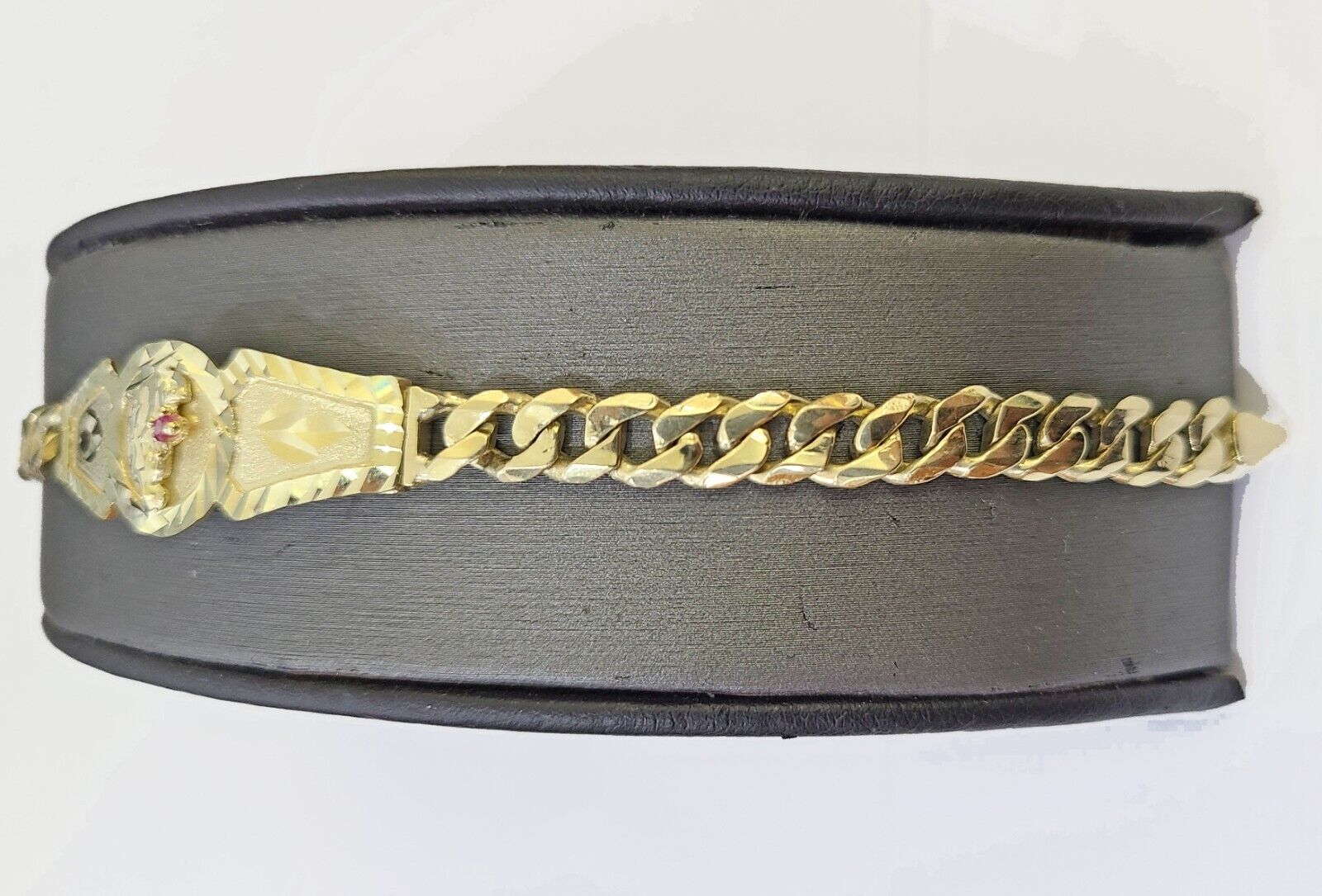 10k Gold St Lazaro Miami Cuban Bracelet Size 8" Inches 7mm 10kt Mens Ladies - GoldenlinQ