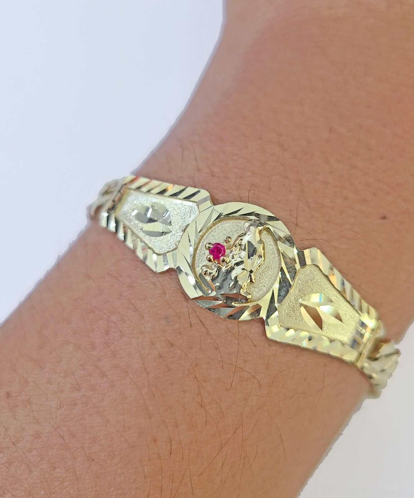 10k Gold St Lazaro Miami Cuban Bracelet Size 8" Inches 7mm 10kt Mens Ladies - GoldenlinQ