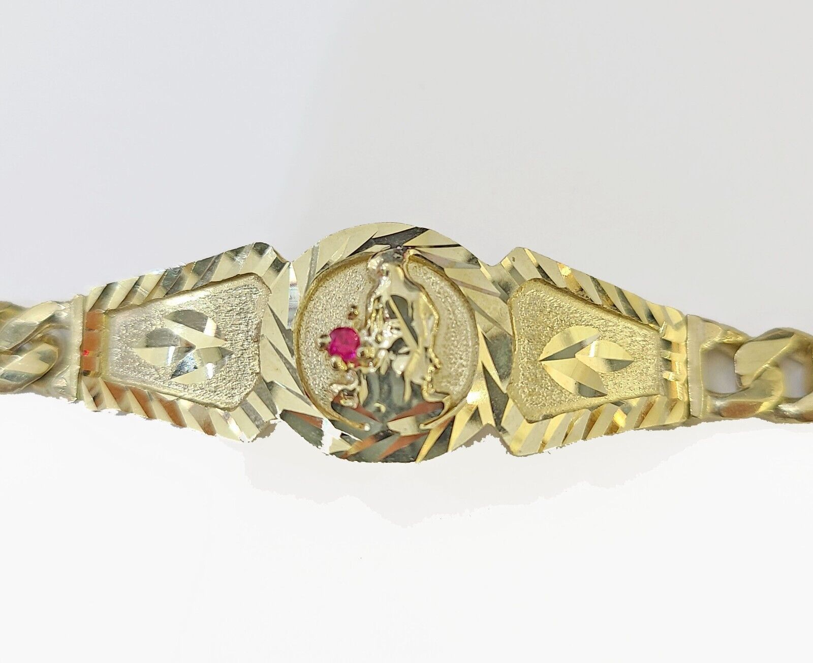 10k Gold St Lazaro Miami Cuban Bracelet Size 8" Inches 7mm 10kt Mens Ladies - GoldenlinQ