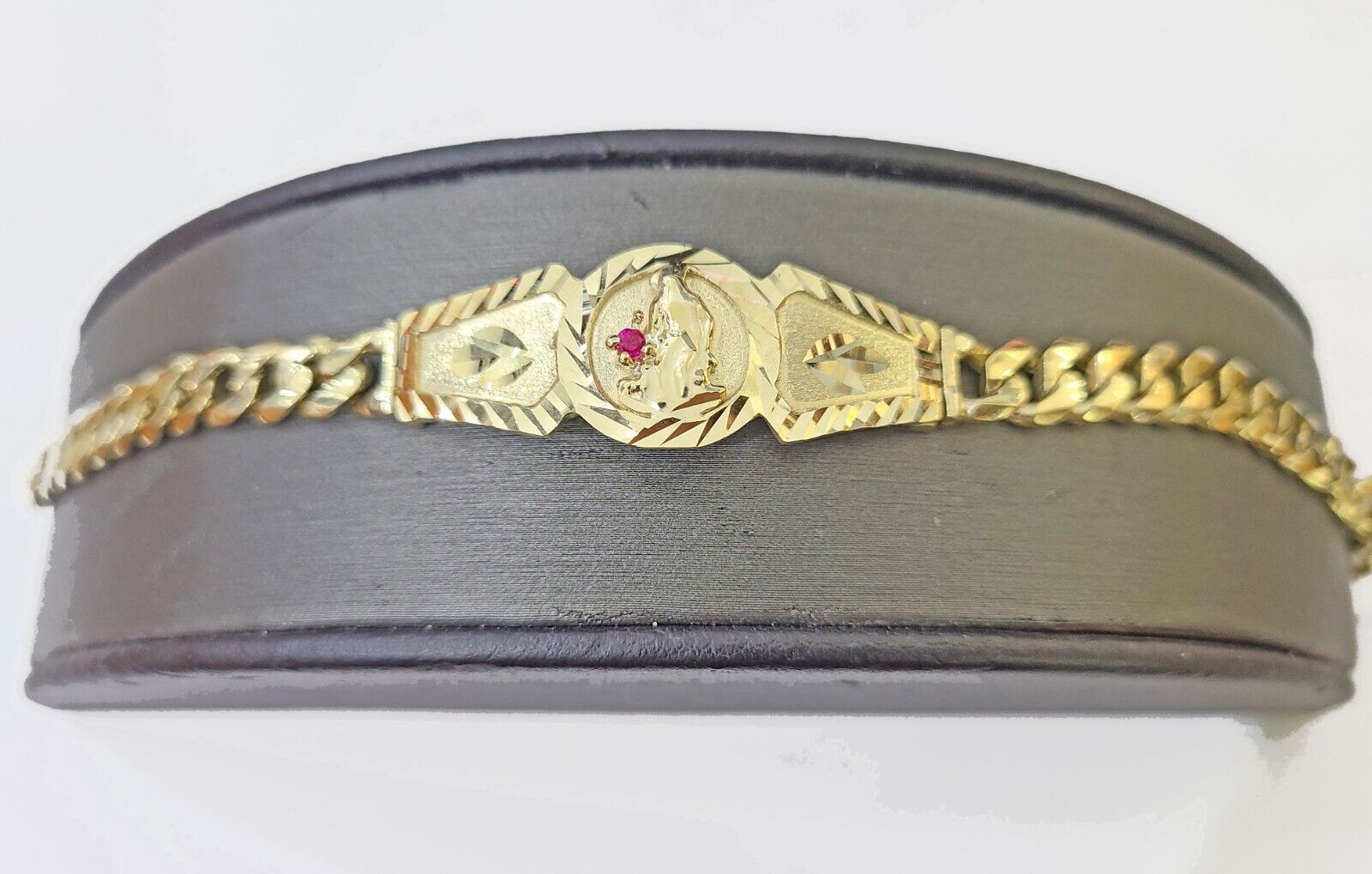 10k Gold St Lazaro Miami Cuban Bracelet Size 8" Inches 7mm 10kt Mens Ladies - GoldenlinQ