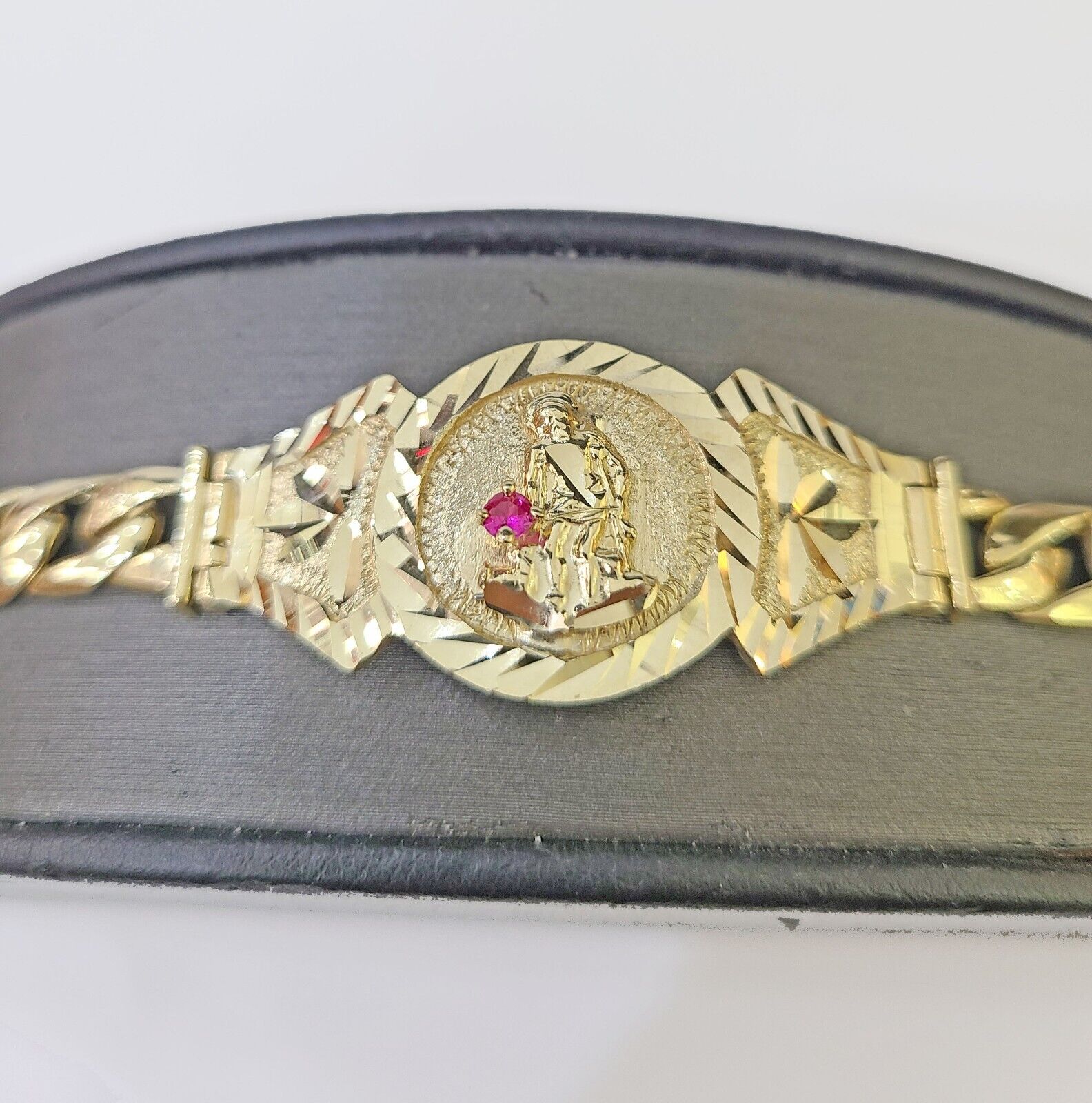 10k Gold St Lazaro Miami Cuban Bracelet Size 8" Inches 8mm 10kt Mens Ladies - GoldenlinQ