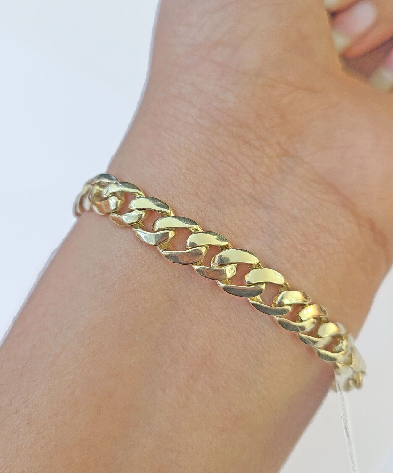 10k Gold Virgin Mary Miami Cuban Bracelet Size 8" Inches 7mm 10kt Mens Ladies - GoldenlinQ