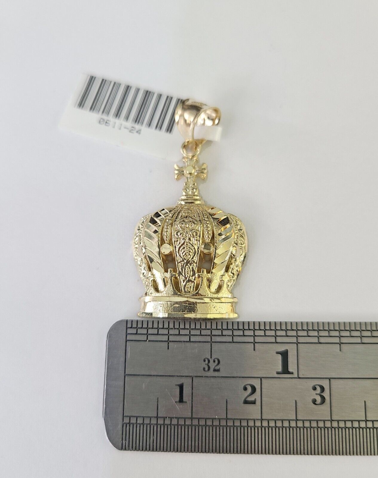 10K Imperial Crown Charm Pendant Real Yellow Gold Royal 1.5" Inch 10kt - GoldenlinQ