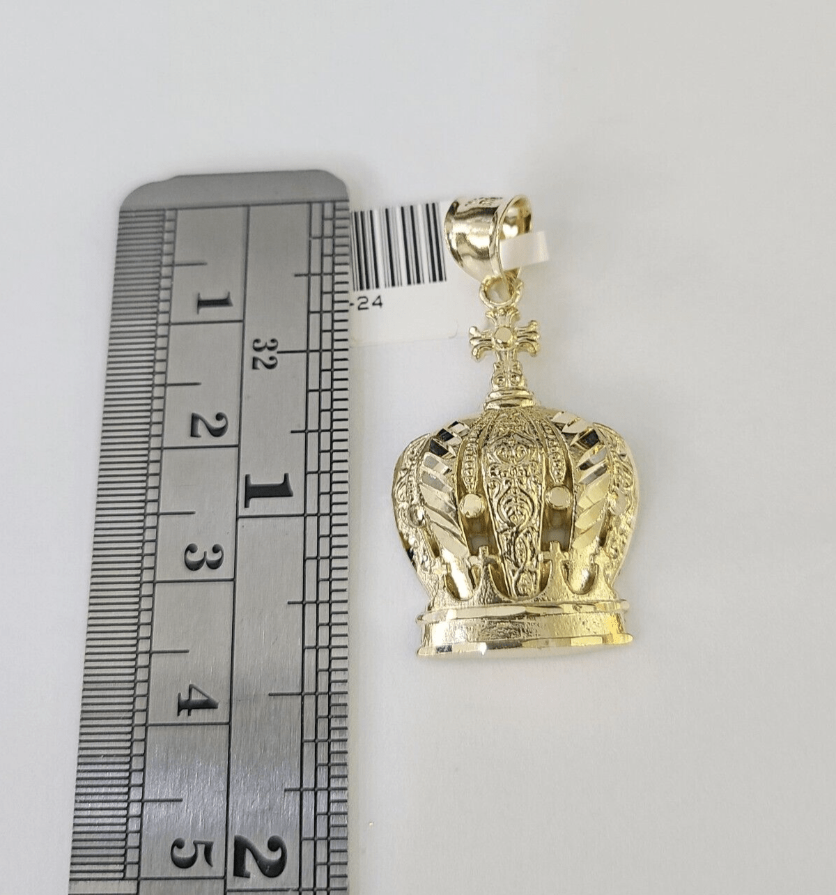 10K Imperial Crown Charm Pendant Real Yellow Gold Royal 1.5" Inch 10kt - GoldenlinQ