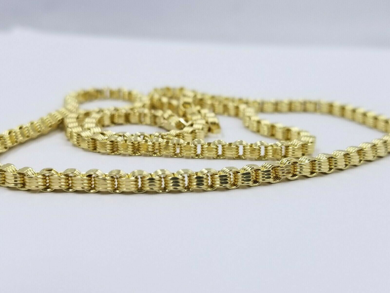 10K Ladies Men's Byzantine Chain Necklace Yellow Gold 5 mm 22 Inch Lobster Lock - GoldenlinQ