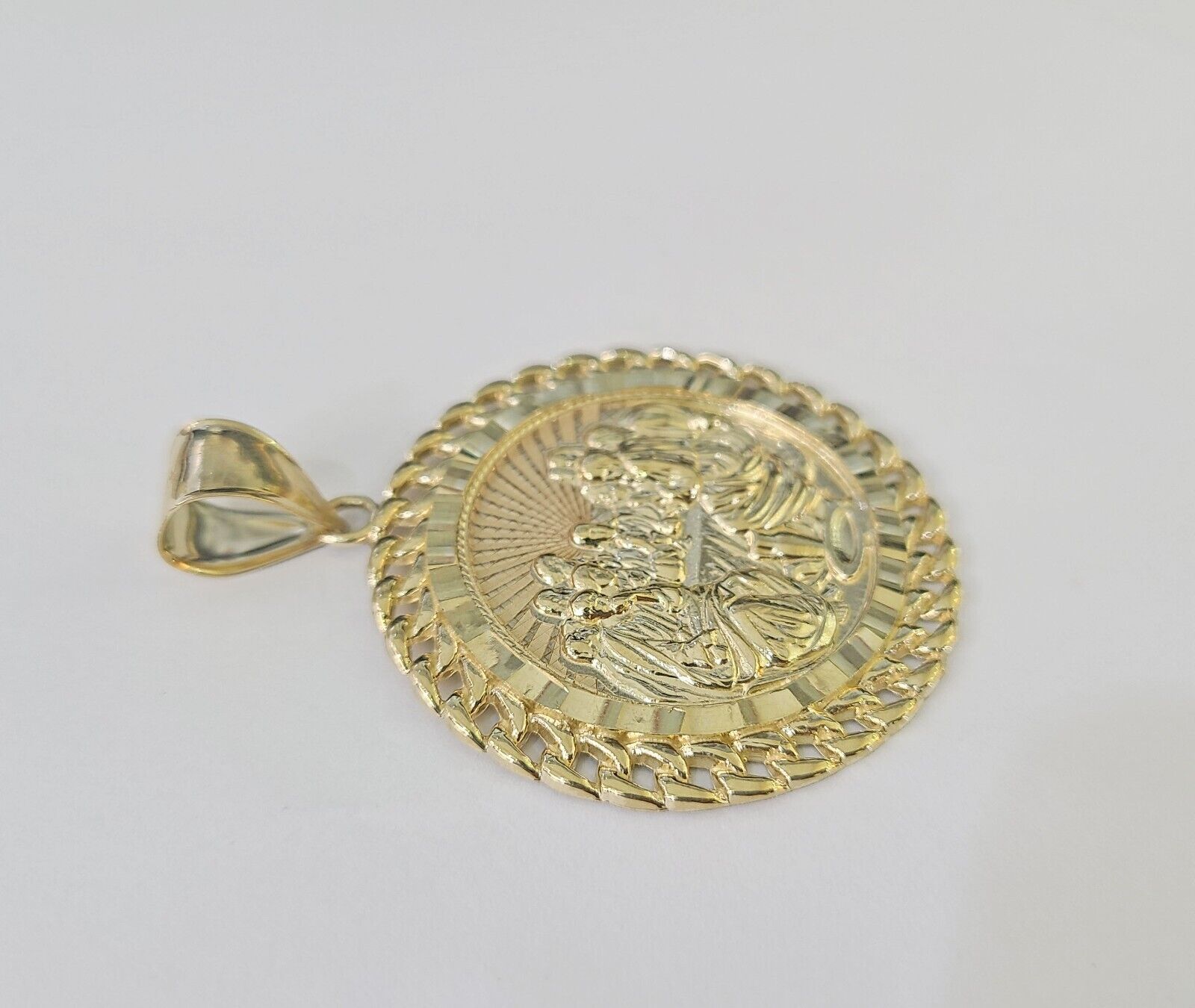 10k Last Supper Charm Pendant Medallion Yellow Gold Diamond Cut 2.25" - GoldenlinQ