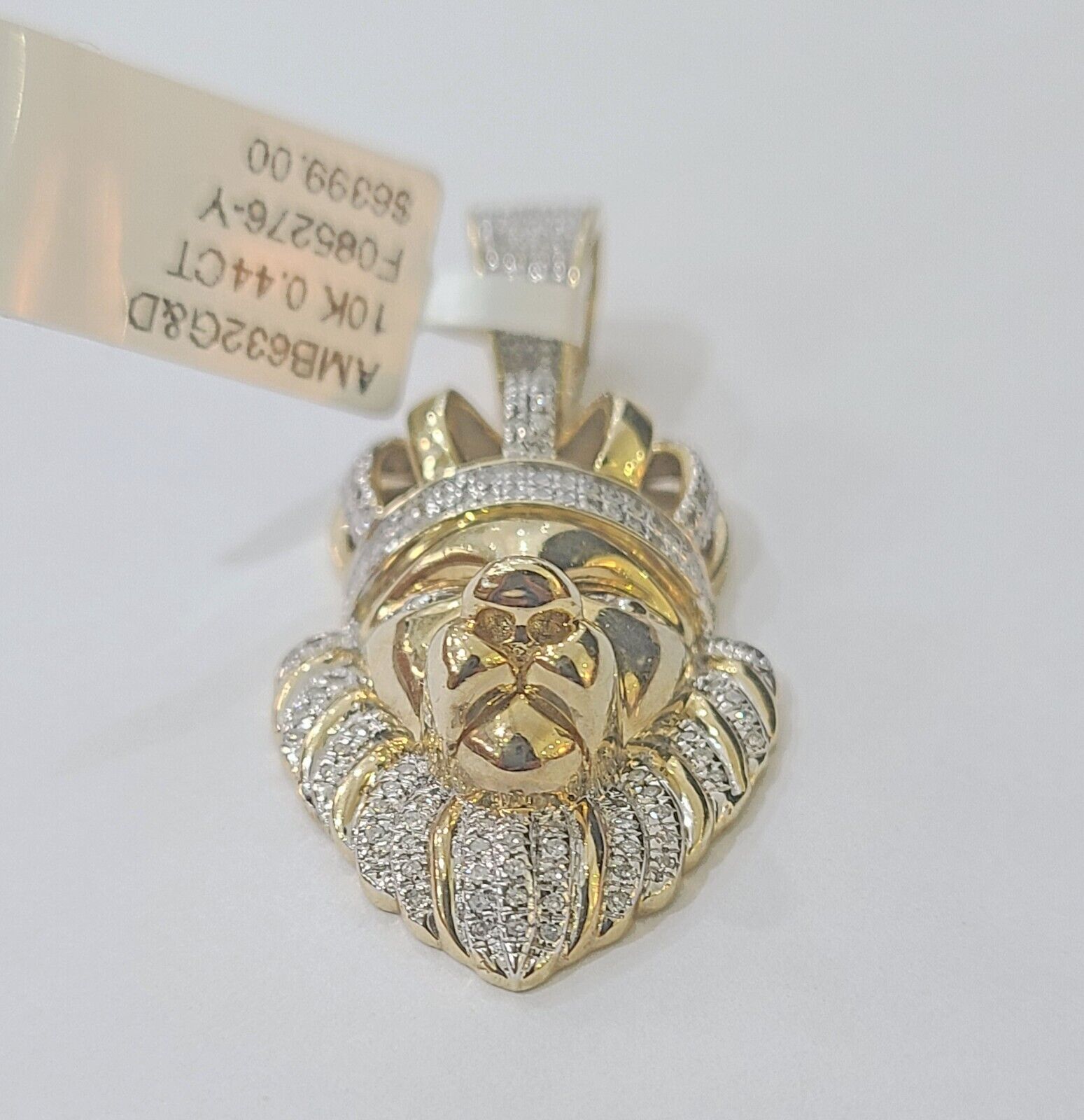 10k Lion Head Pendant Yellow Gold And Diamonds 1.5" Inch Charm - GoldenlinQ