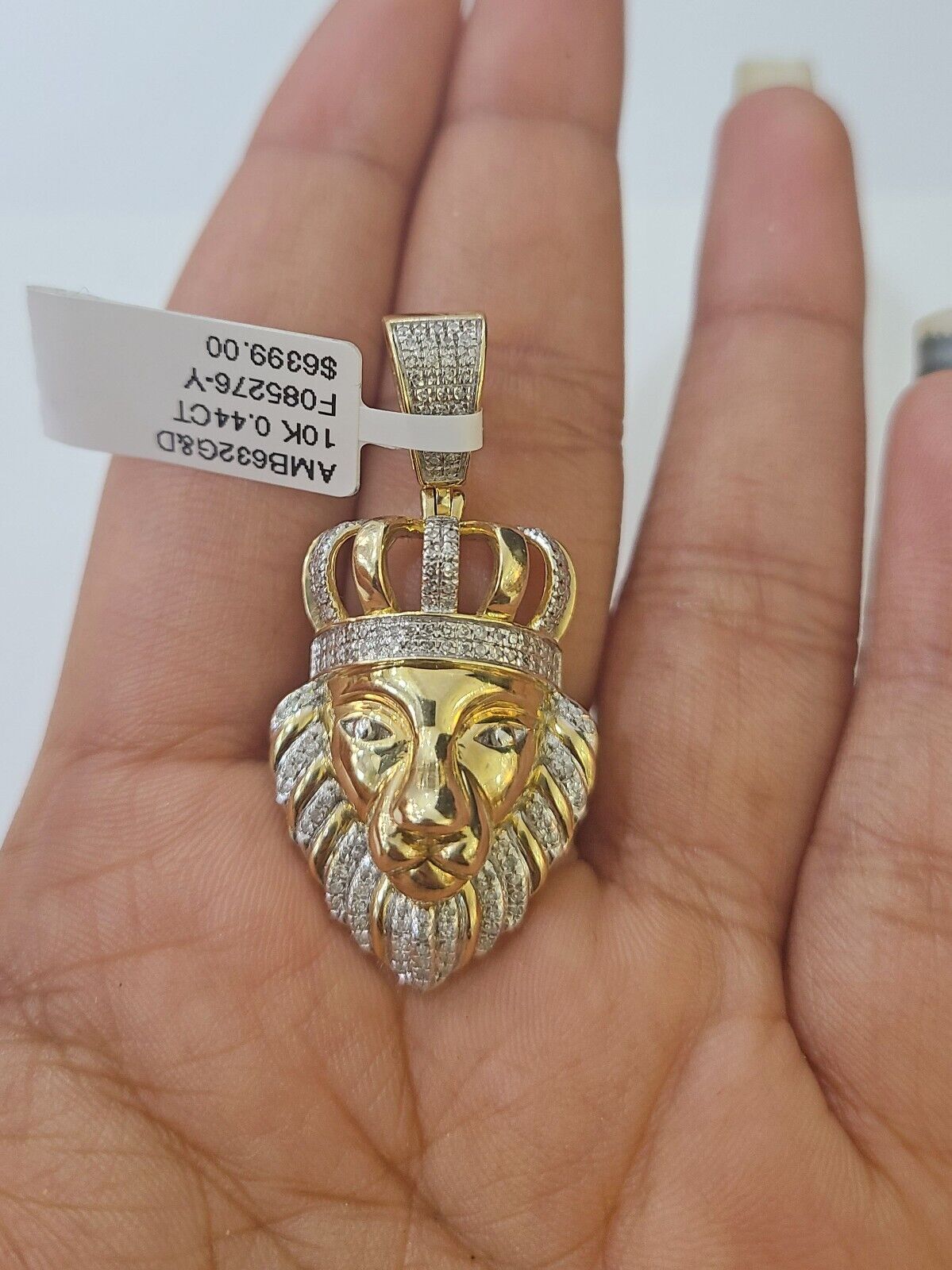 10k Lion Head Pendant Yellow Gold And Diamonds 1.5" Inch Charm - GoldenlinQ