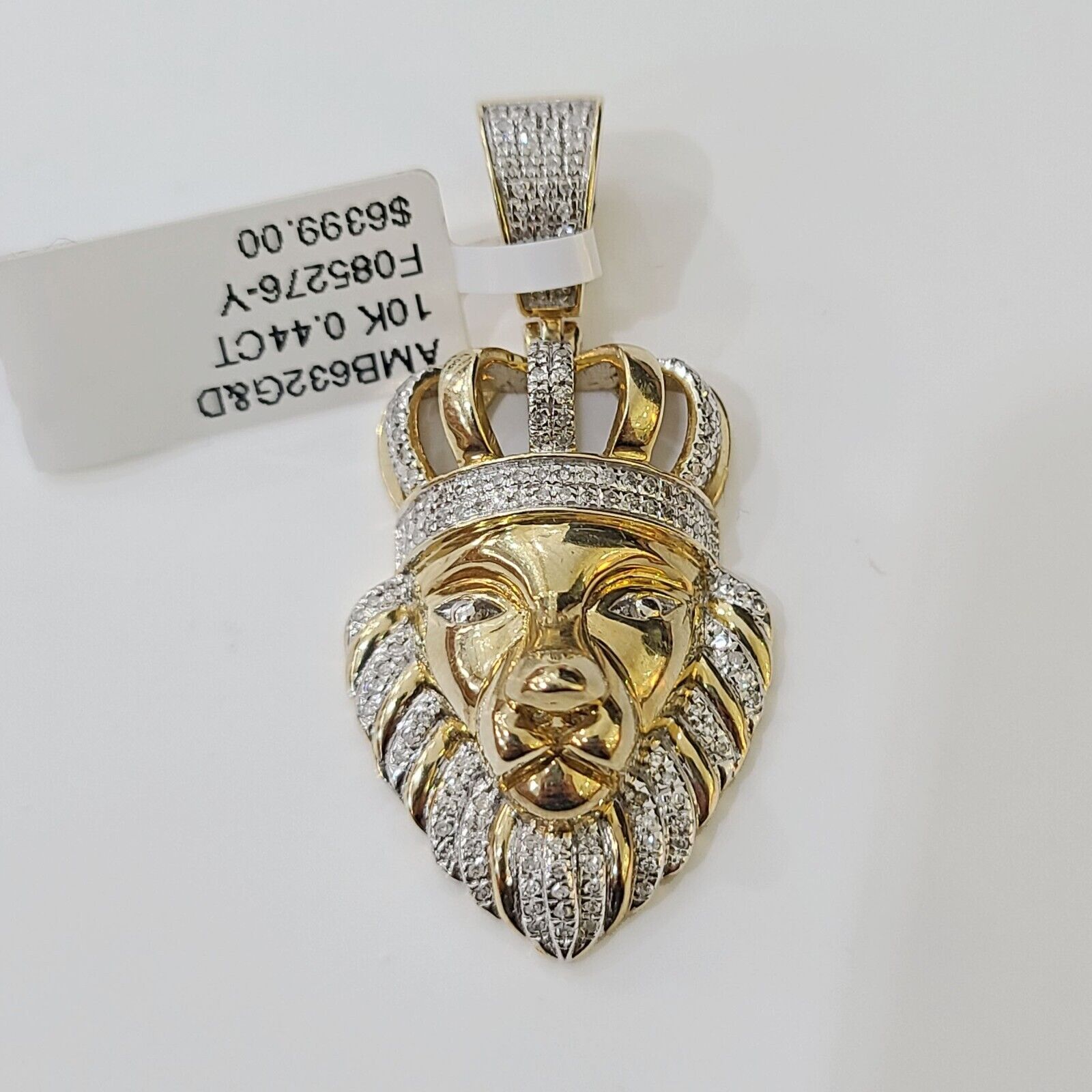 10k Lion Head Pendant Yellow Gold And Diamonds 1.5" Inch Charm - GoldenlinQ