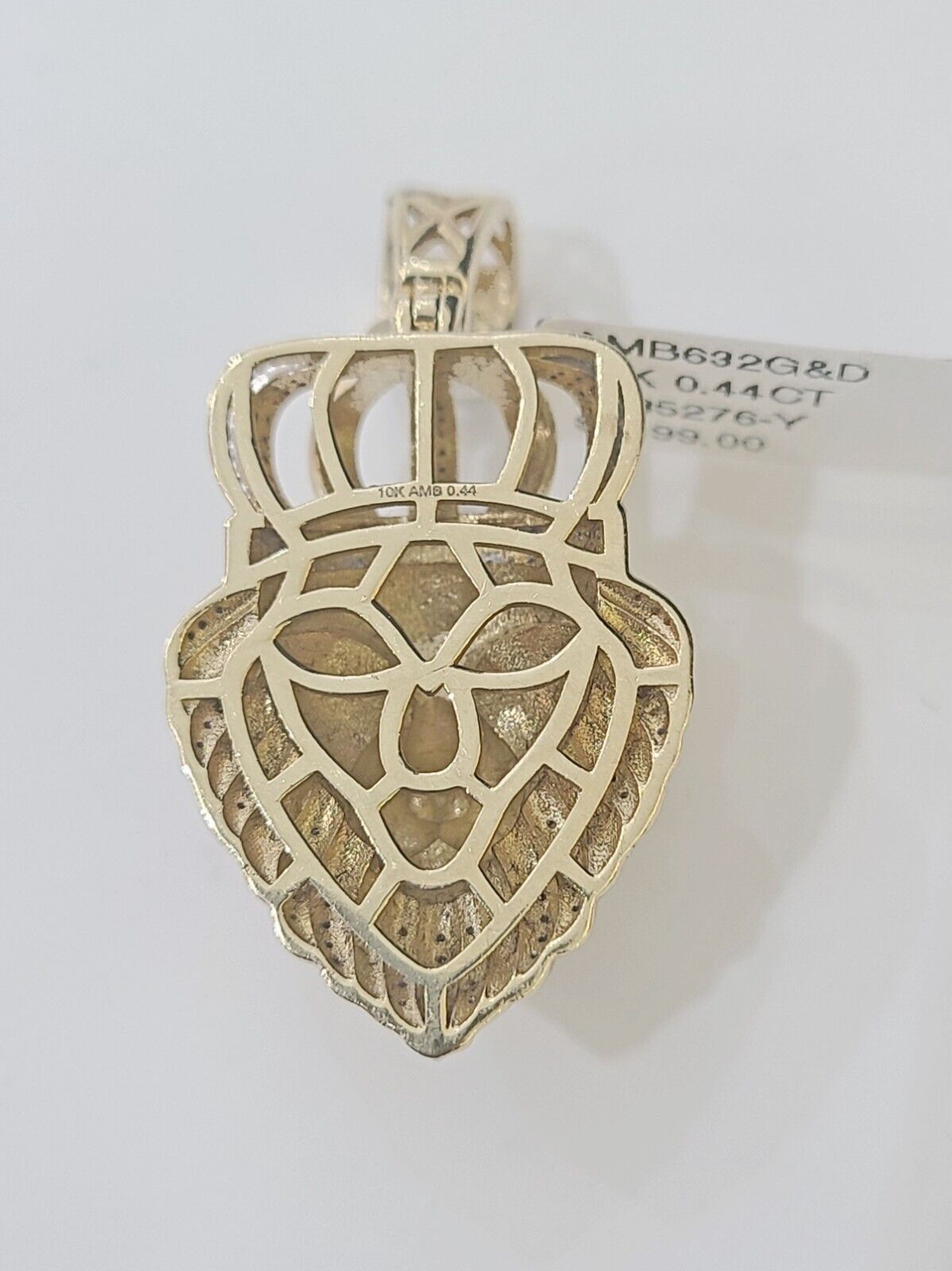 10k Lion Head Pendant Yellow Gold And Diamonds 1.5" Inch Charm - GoldenlinQ