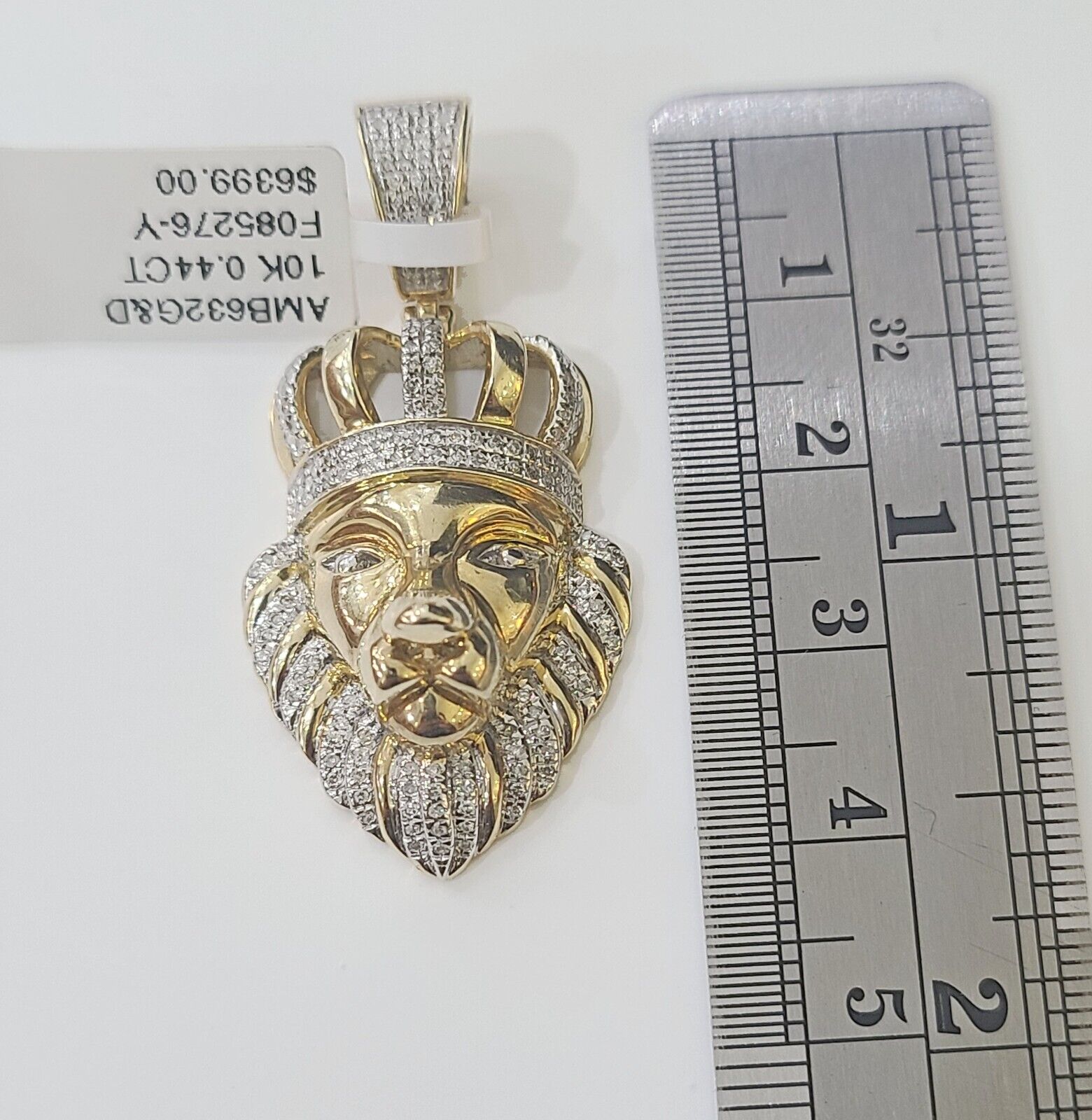 10k Lion Head Pendant Yellow Gold And Diamonds 1.5" Inch Charm - GoldenlinQ