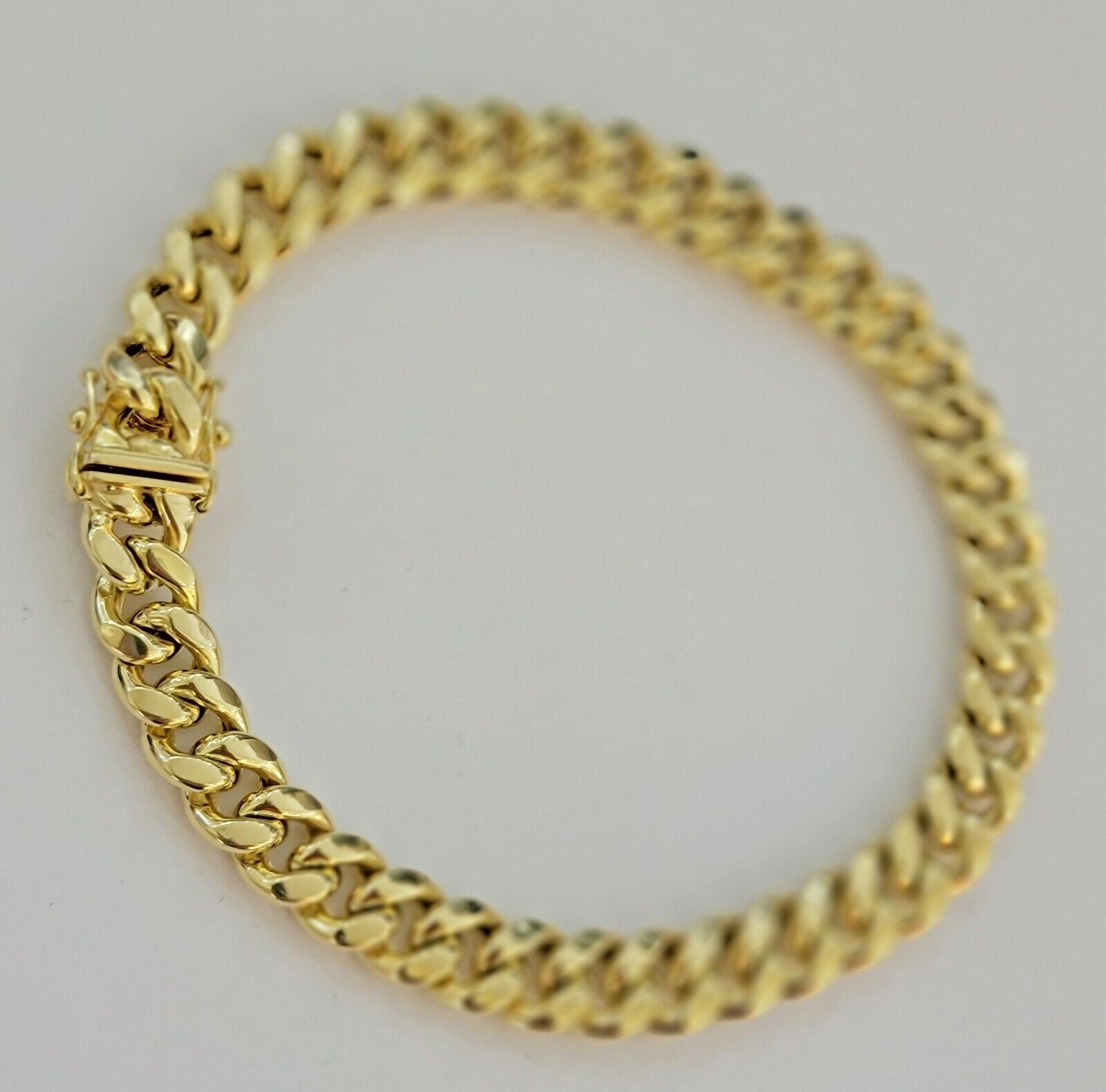 10K Men's Yellow Gold Miami Cuban Bracelet 8.5 Inches 9mm long Box Lock - GoldenlinQ