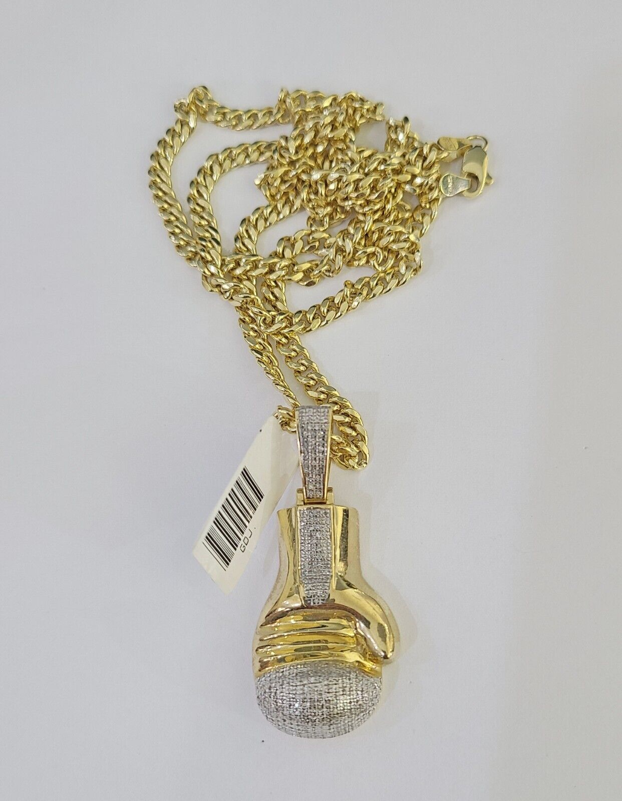 10k Miami Cuban Chain Boxing Glove Charm Set 4.5mm 20" - 28" Necklace Pendant Gold - GoldenlinQ