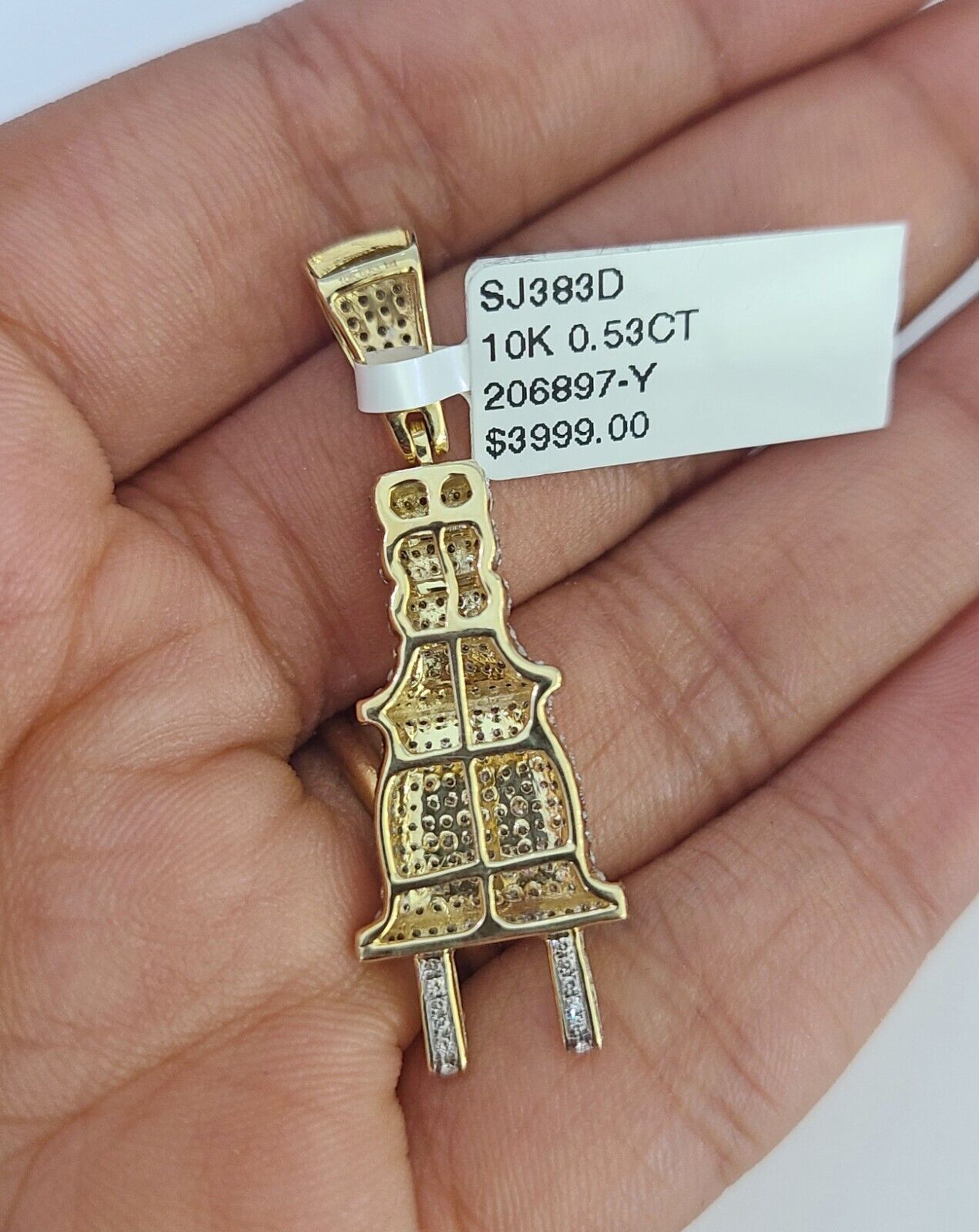 10k Miami Cuban Chain Plug Socket Charm Diamond Set 4.5mm 20" - 28" Necklace Gold - GoldenlinQ