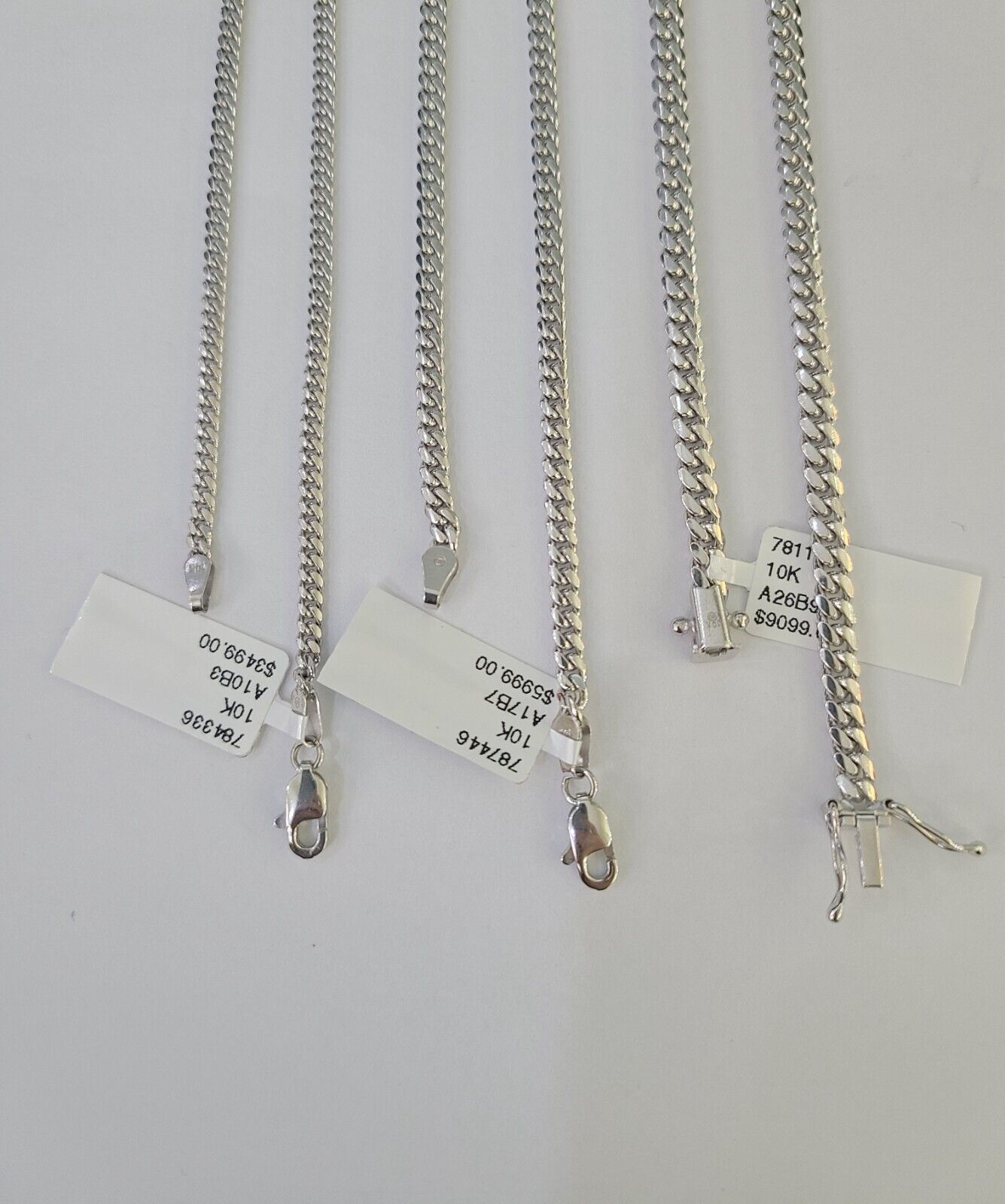 10k Miami Cuban Link Chain White Gold Necklace 18 - 26 Inches Real Men Women - GoldenlinQ