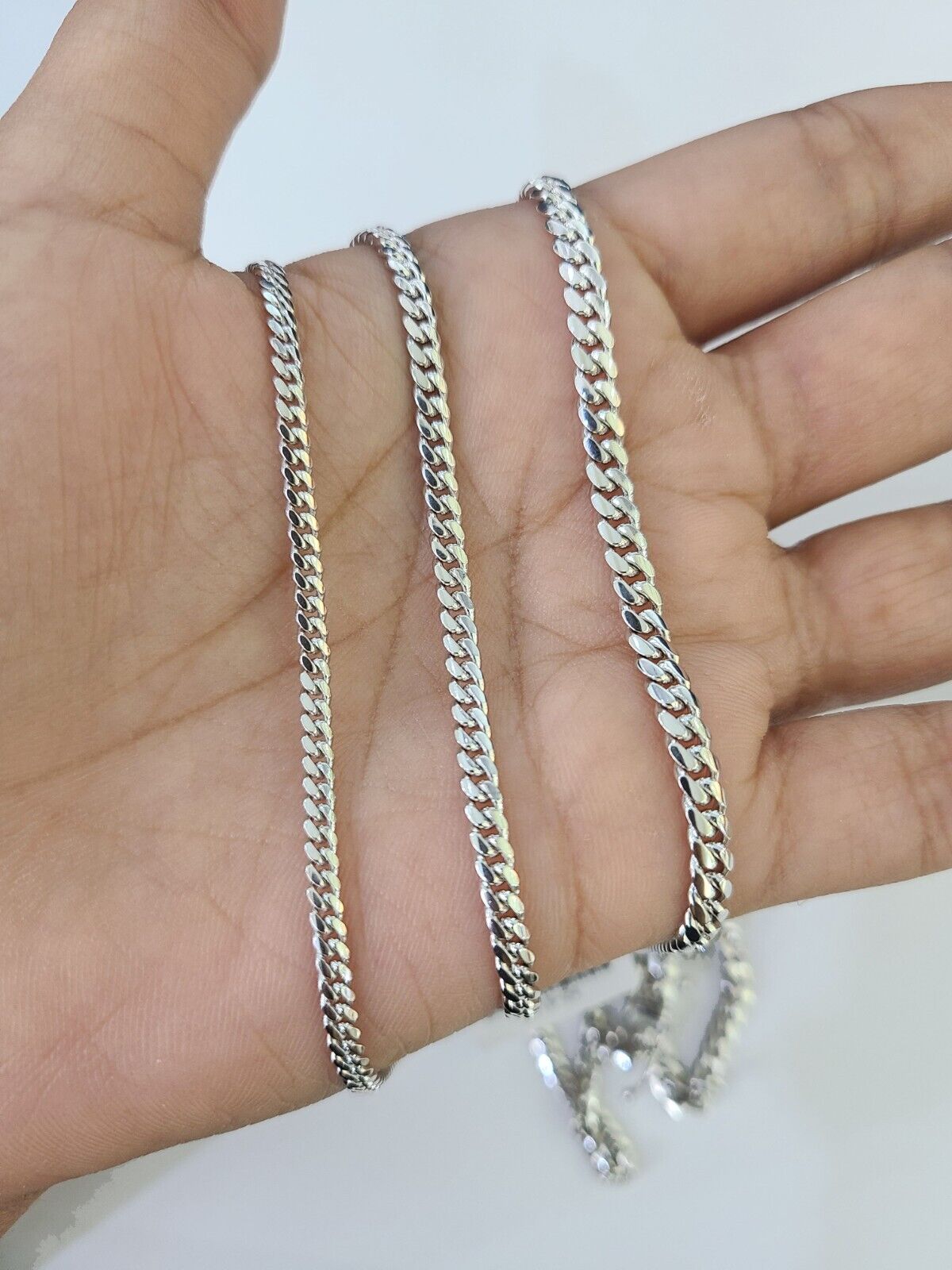 10k Miami Cuban Link Chain White Gold Necklace 18 - 26 Inches Real Men Women - GoldenlinQ