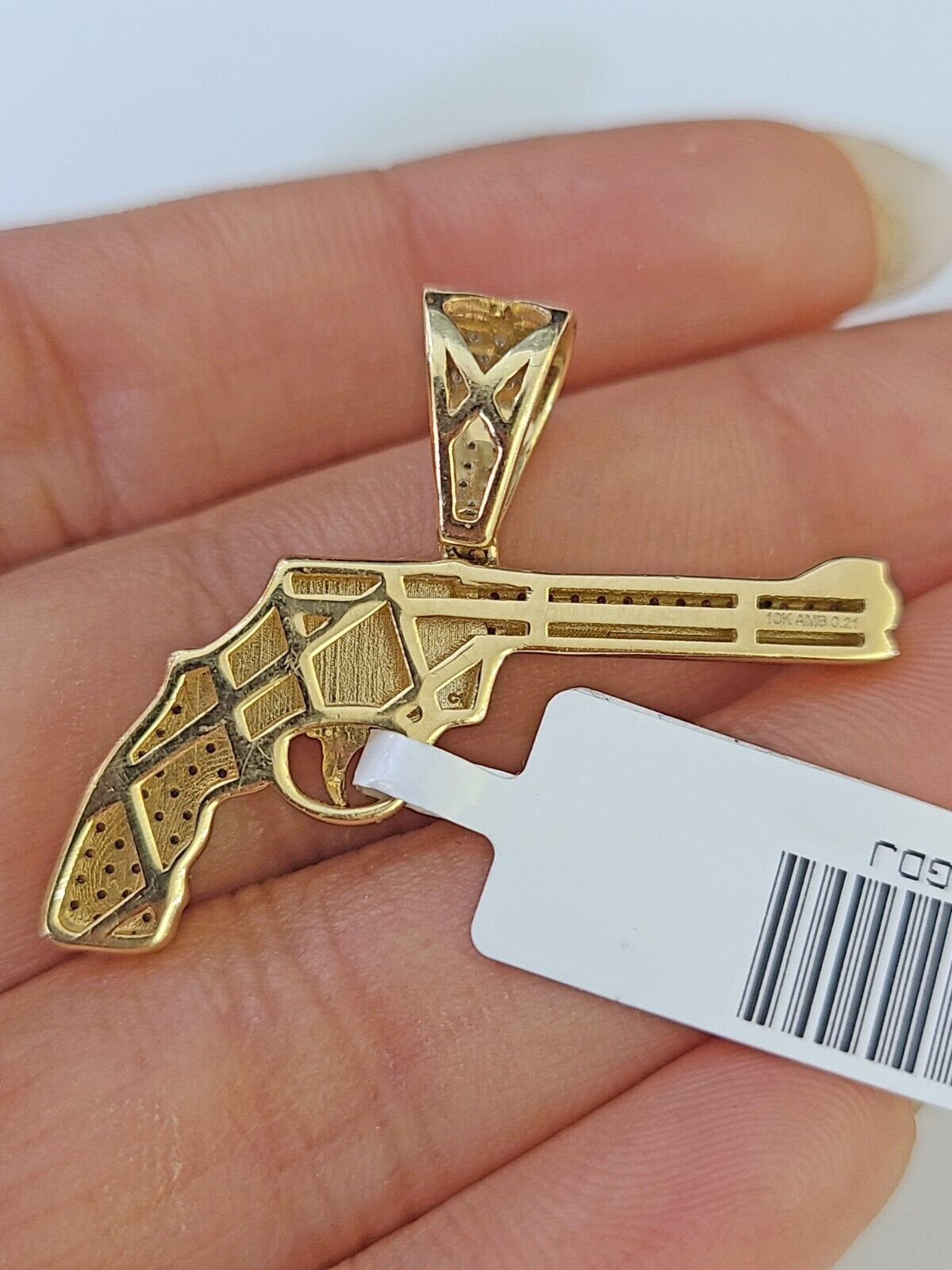 10K Military Gun Pendant Charm Made With Yellow Gold and Diamonds - GoldenlinQ