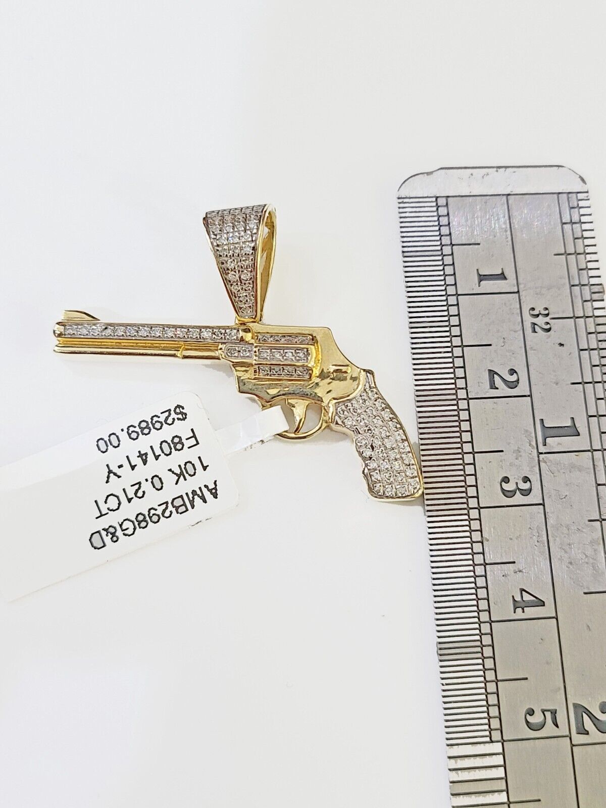 10K Military Gun Pendant Charm Made With Yellow Gold and Diamonds - GoldenlinQ
