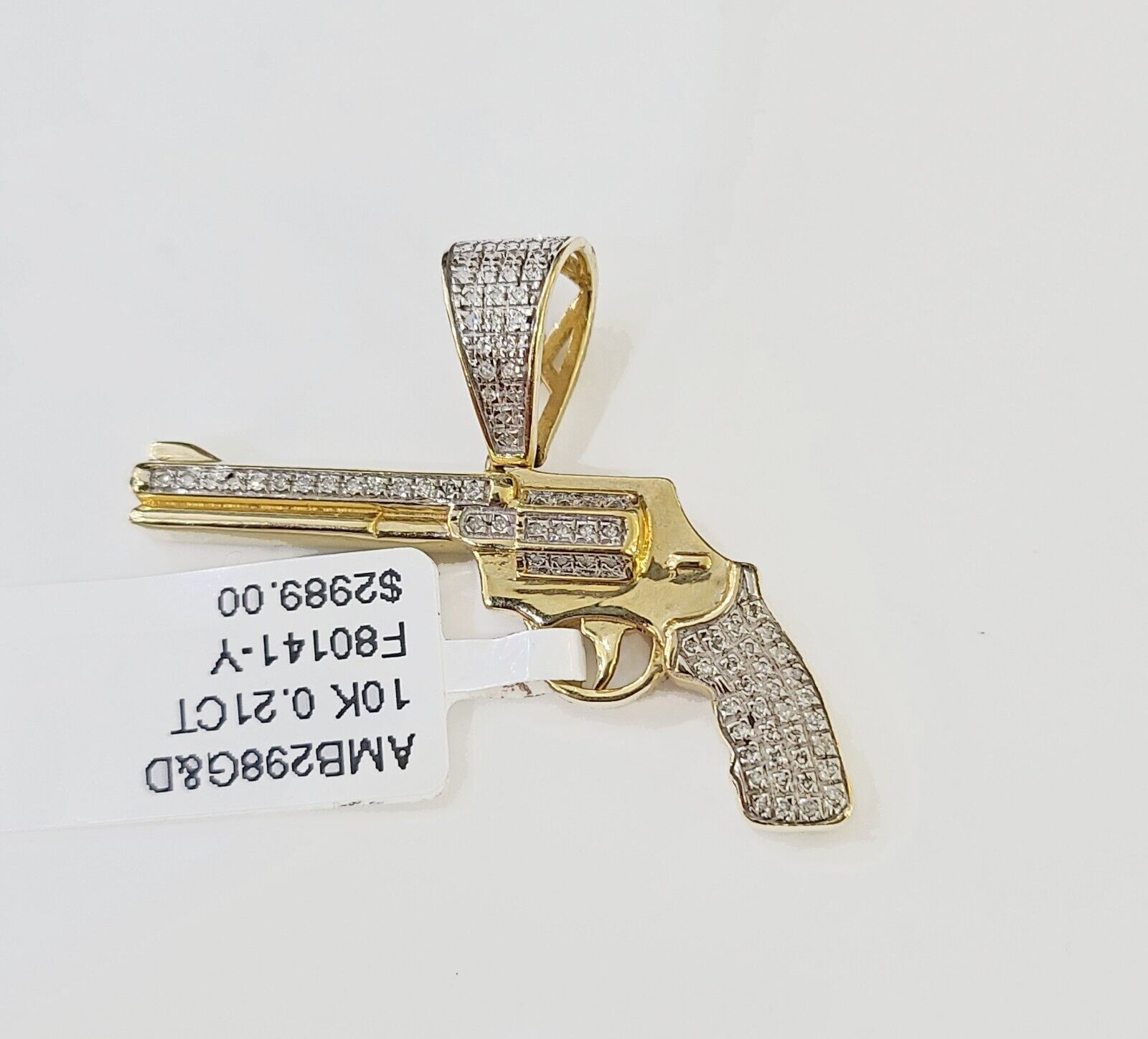 10K Military Gun Pendant Charm Made With Yellow Gold and Diamonds - GoldenlinQ