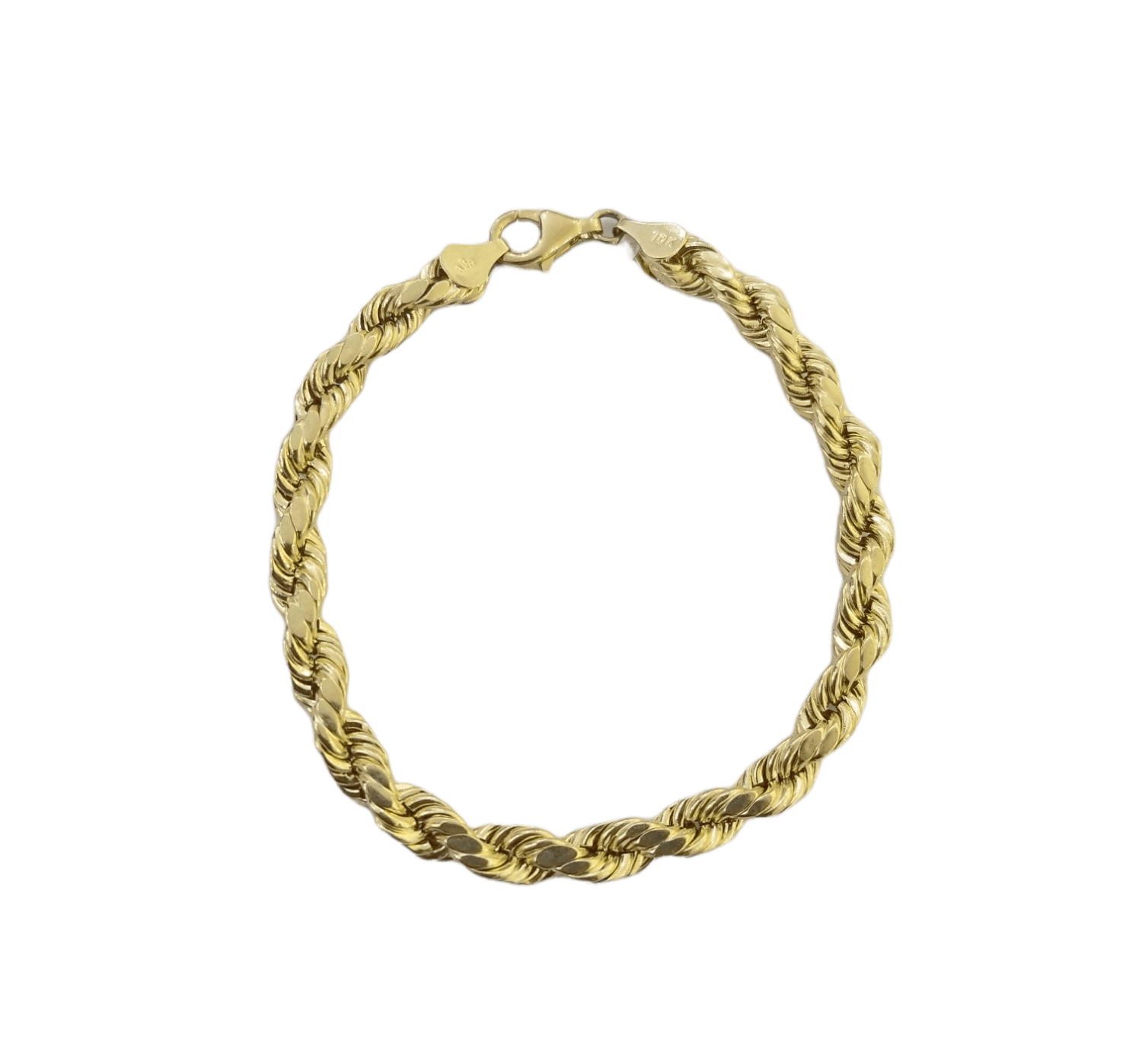 10K Real Gold Bracelet 8" Inch Rope Chain 6mm Lobster Lock Yellow Gold - GoldenlinQ