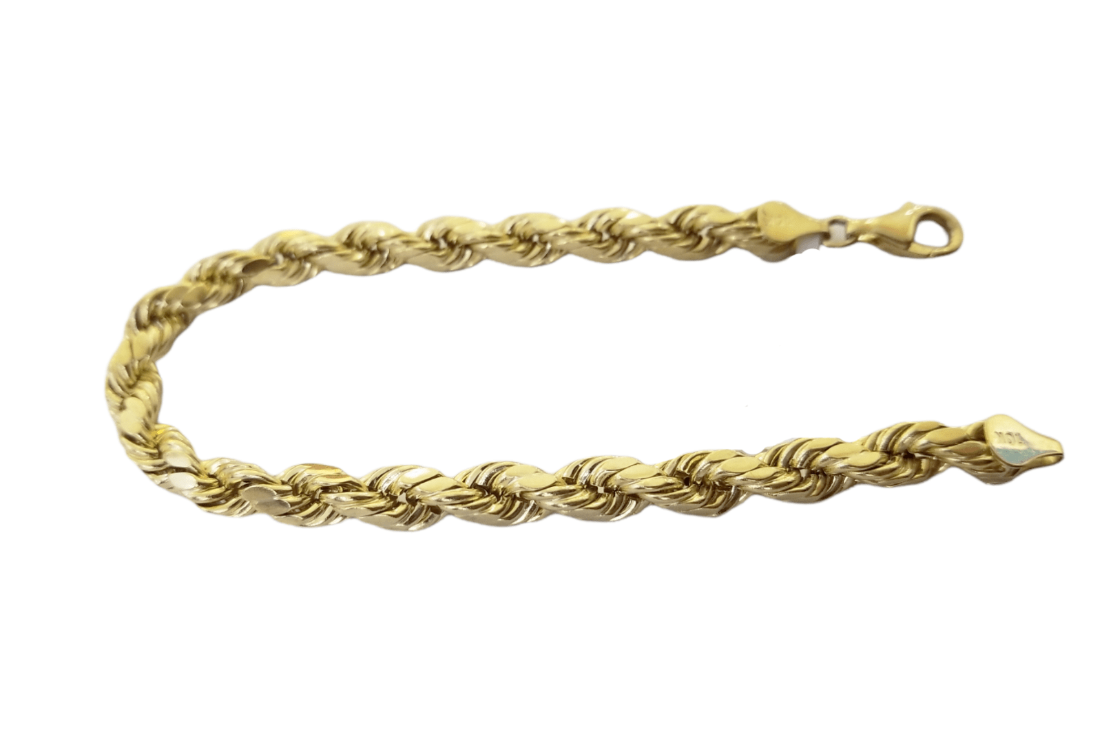 10K Real Gold Bracelet 8" Inch Rope Chain 6mm Lobster Lock Yellow Gold - GoldenlinQ