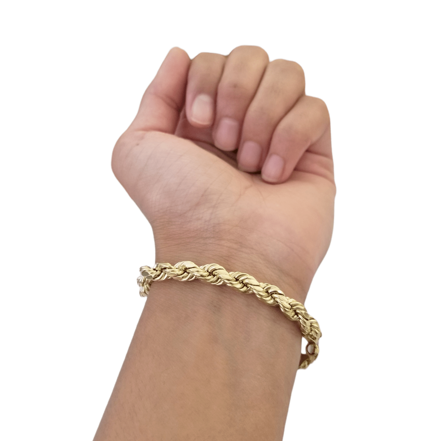 10K Real Gold Bracelet 8" Inch Rope Chain 6mm Lobster Lock Yellow Gold - GoldenlinQ