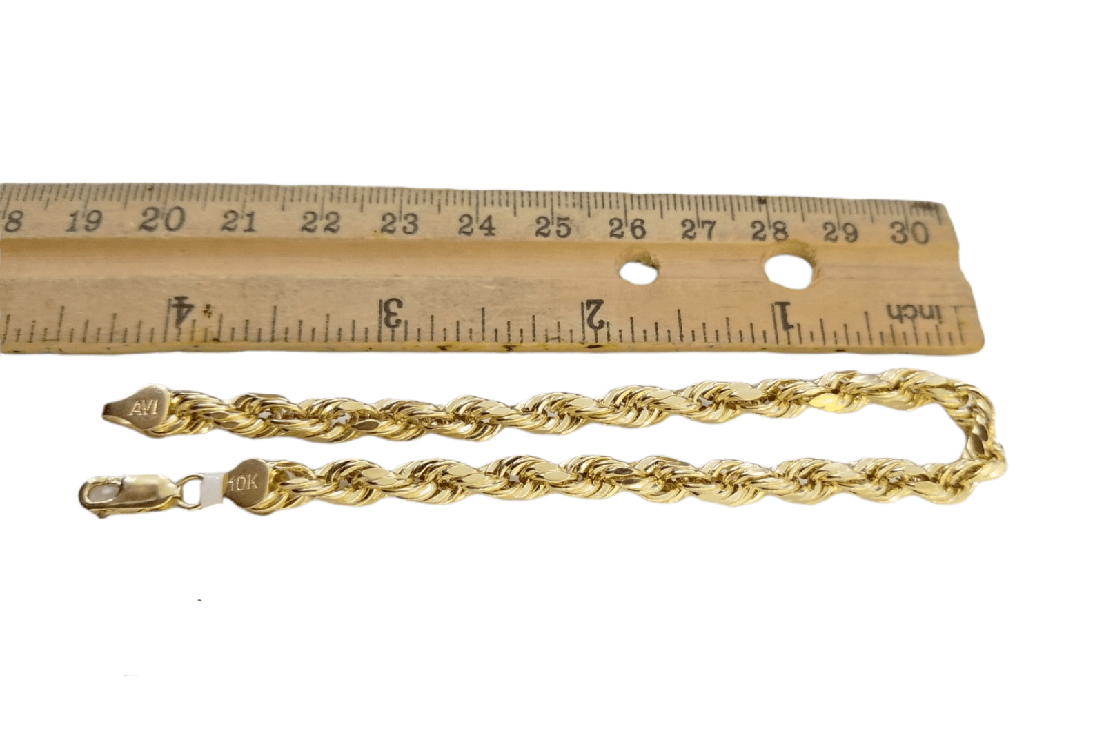 10K Real Gold Bracelet 9" Inch Rope Chain 5mm Lobster Lock Yellow Gold - GoldenlinQ