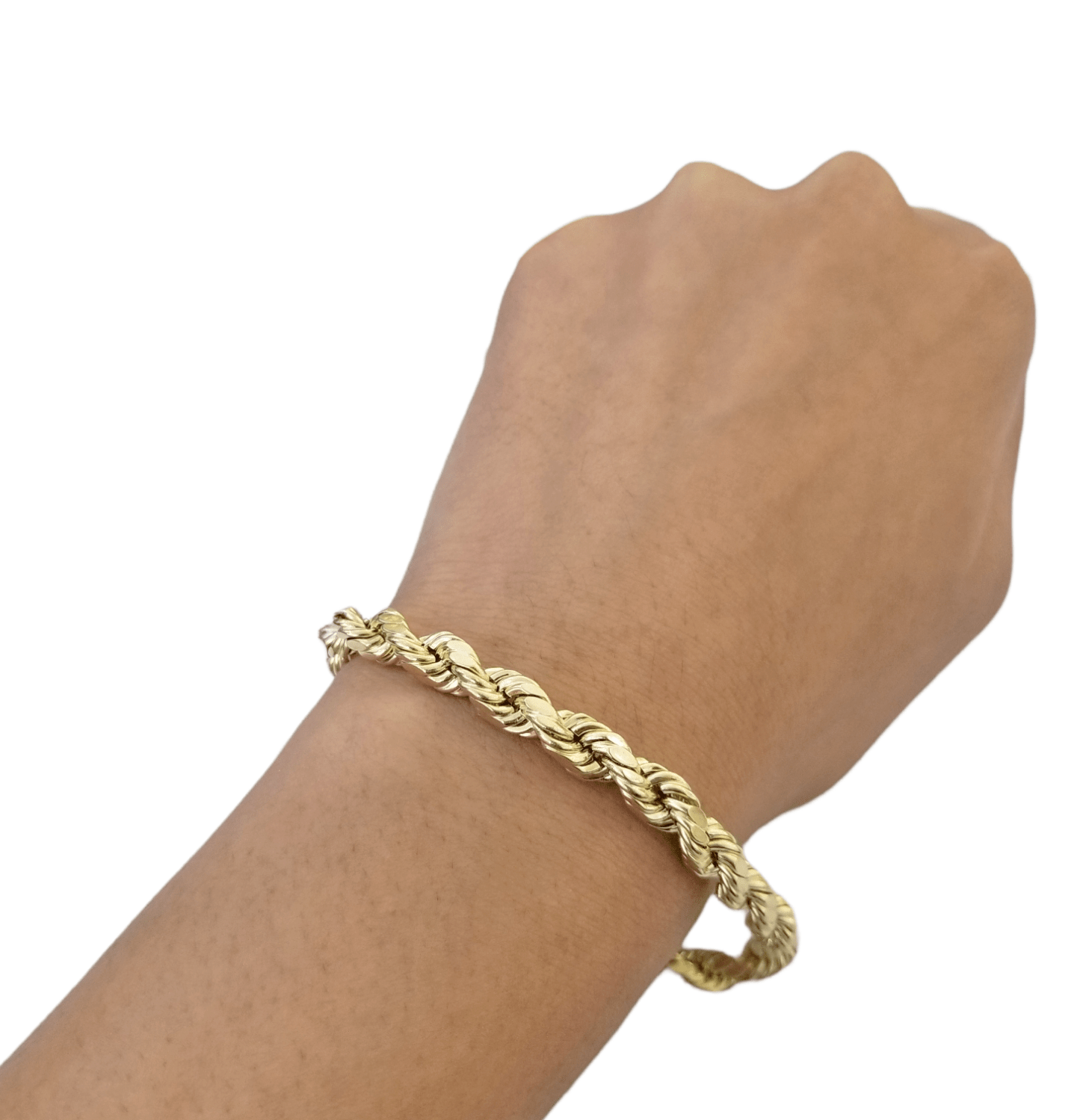 10K Real Gold Bracelet 9" Inch Rope Chain 5mm Lobster Lock Yellow Gold - GoldenlinQ