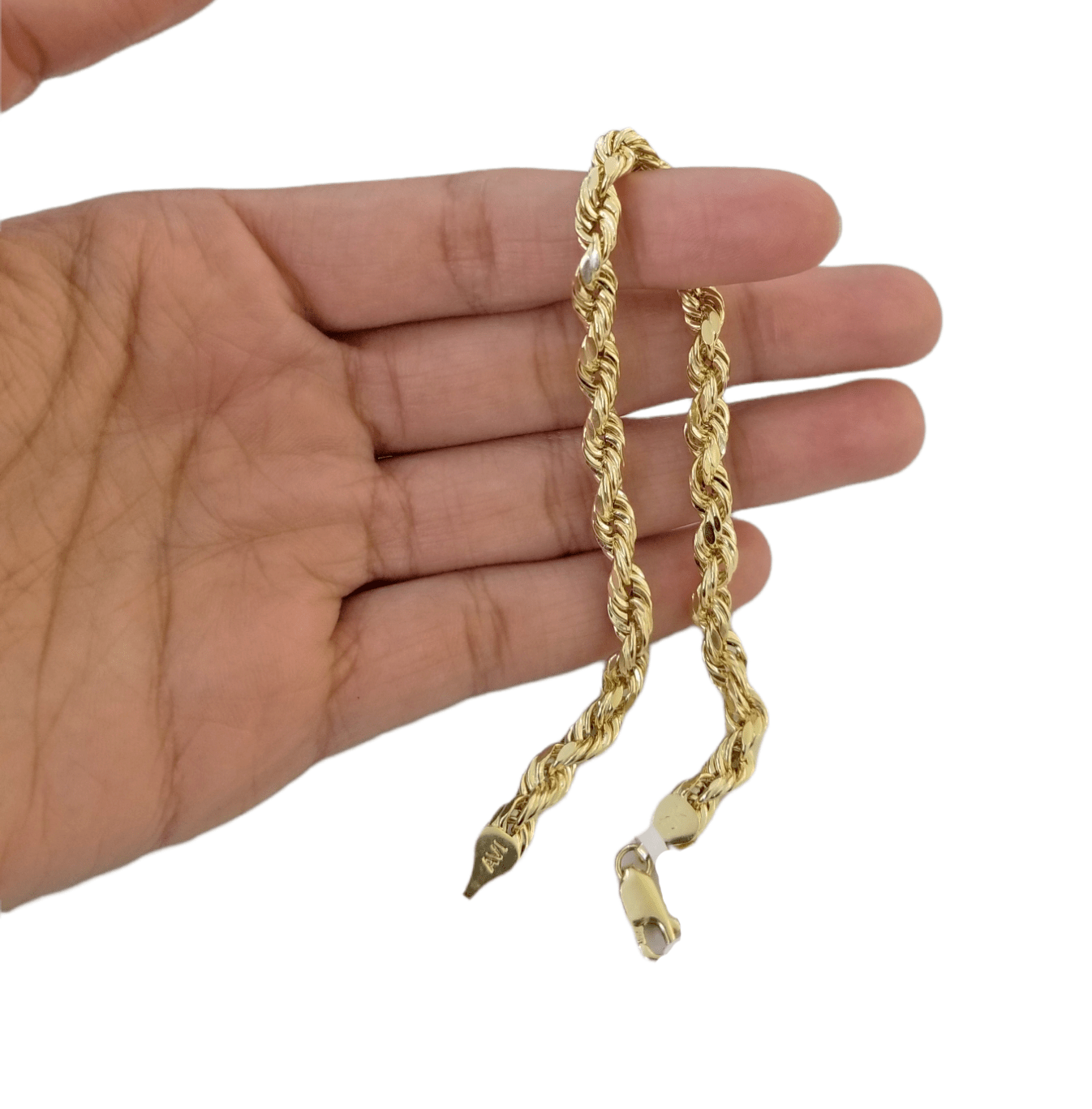 10K Real Gold Bracelet 9" Inch Rope Chain 5mm Lobster Lock Yellow Gold - GoldenlinQ