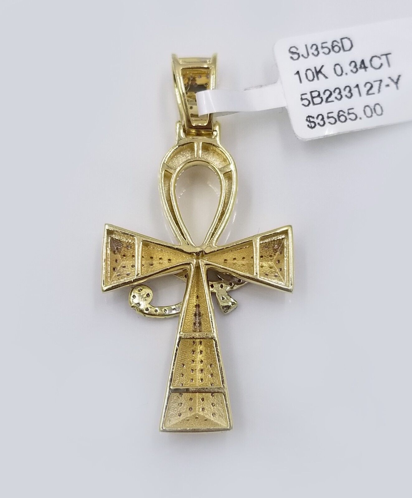 10k Real Gold Cross Evil Eye Pendant Genuine Diamonds Charm 10KT - GoldenlinQ