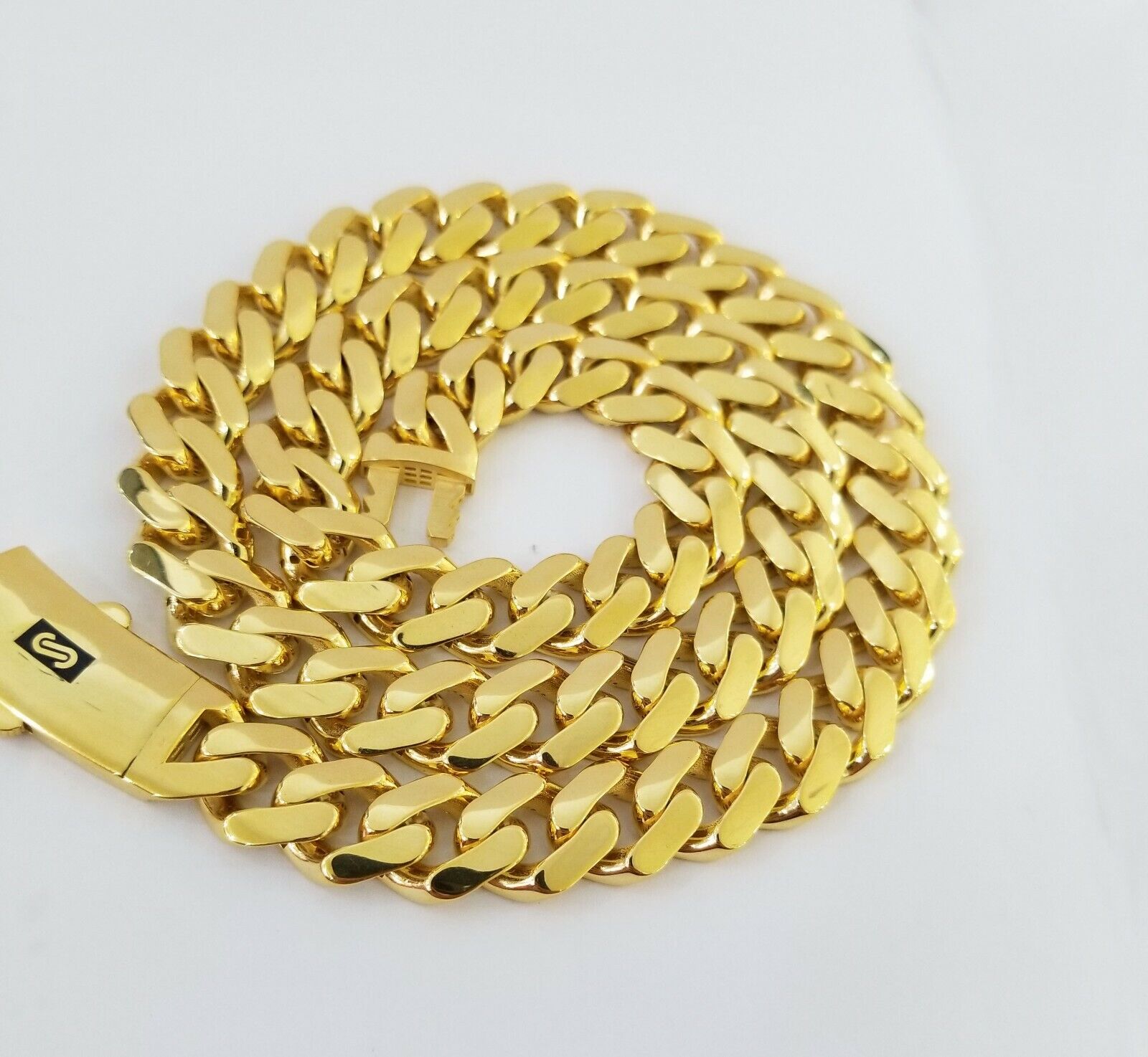 10k Real Gold Miami Cuban Link Chain Monaco 24 inch 13mm Real THICK necklace Men - GoldenlinQ