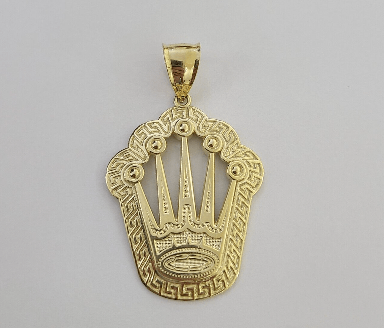 10K Real Yellow Gold Crown Charm Pendant Gold Royal Crown 2" Inch 10kt - GoldenlinQ