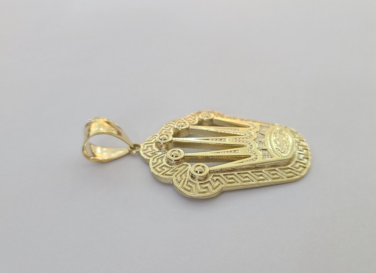 10K Real Yellow Gold Crown Charm Pendant Gold Royal Crown 2" Inch 10kt - GoldenlinQ