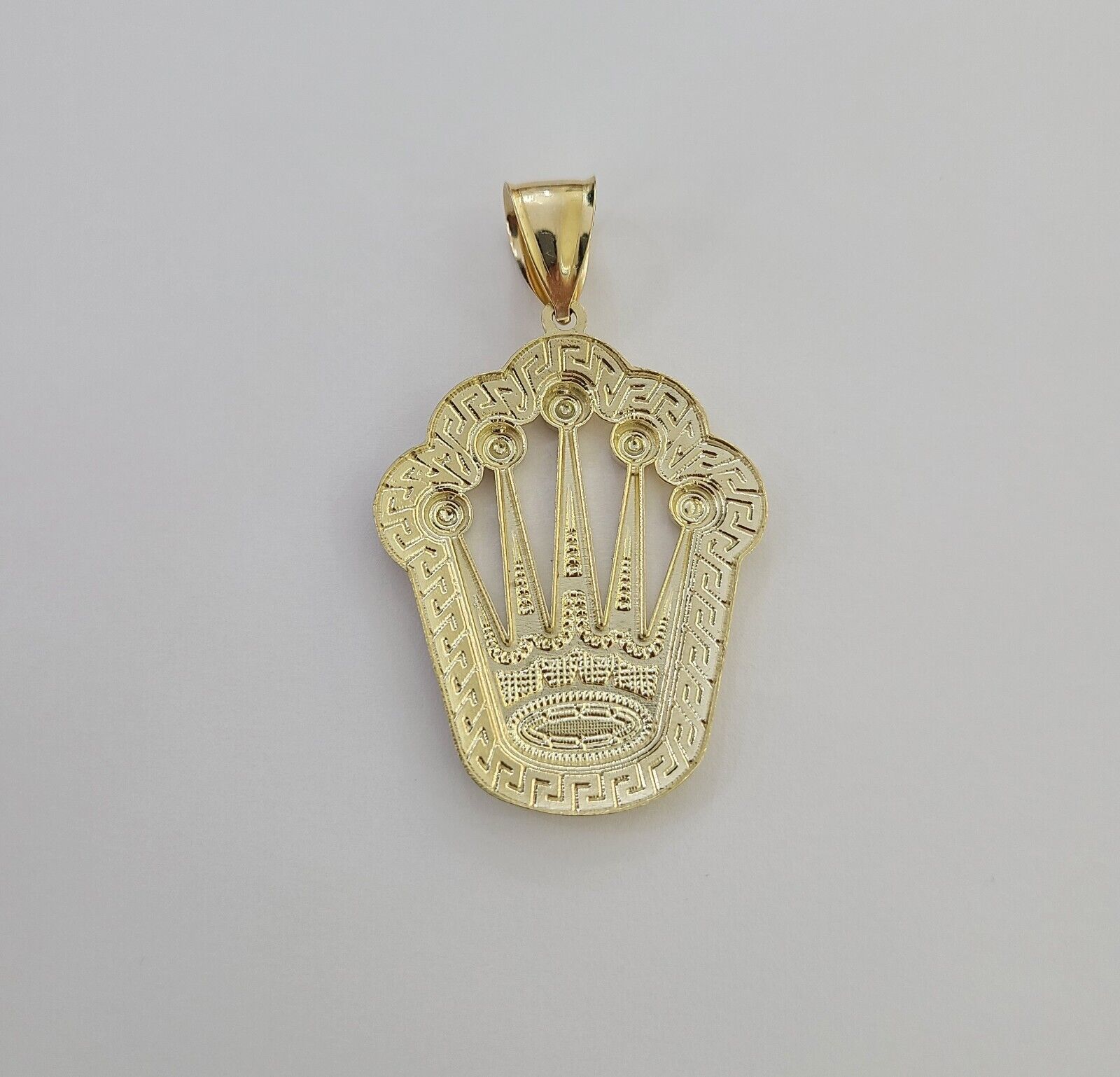 10K Real Yellow Gold Crown Charm Pendant Gold Royal Crown 2" Inch 10kt - GoldenlinQ