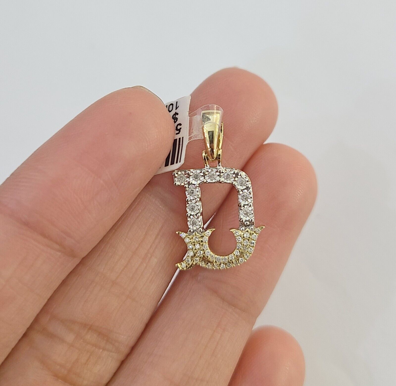 10k Real Yellow Gold Genuine Diamond Initial A - Z Alphabet Charm Letters Pendent - GoldenlinQ