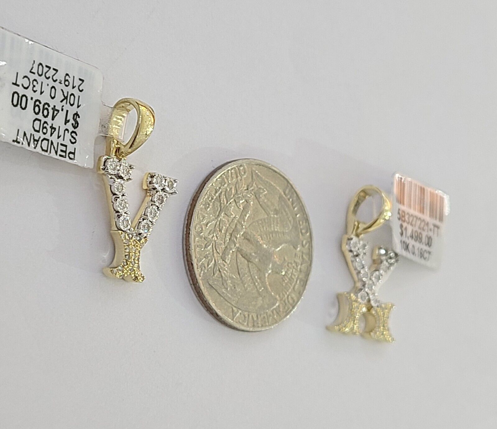 10k Real Yellow Gold Genuine Diamond Initial A - Z Alphabet Charm Letters Pendent - GoldenlinQ