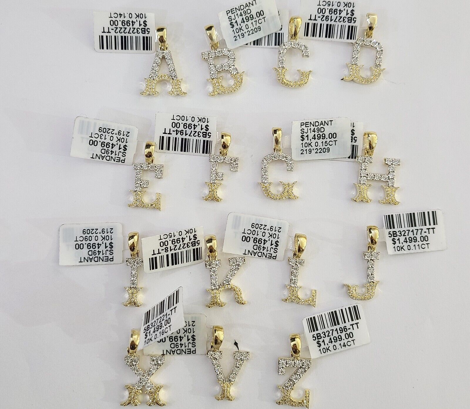 10k Real Yellow Gold Genuine Diamond Initial A - Z Alphabet Charm Letters Pendent - GoldenlinQ