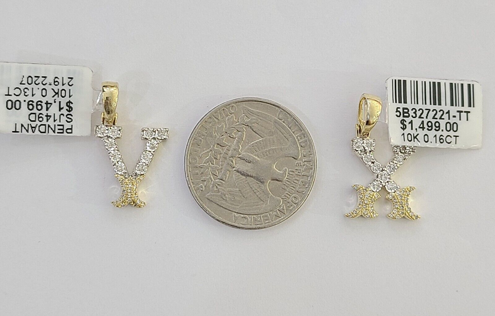 10k Real Yellow Gold Genuine Diamond Initial A - Z Alphabet Charm Letters Pendent - GoldenlinQ