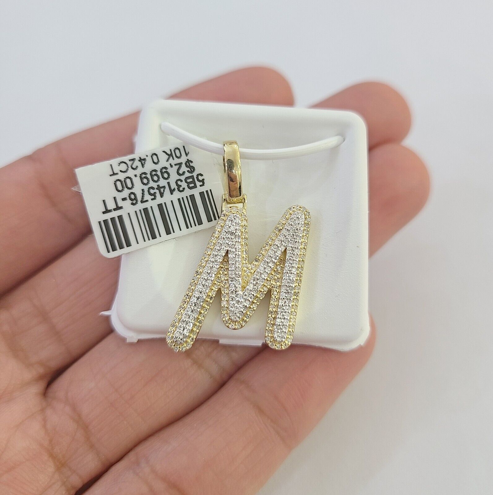10k Real Yellow Gold Genuine Diamond Initial A - Z Alphabet Charm Pendent - GoldenlinQ